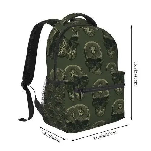 handvaerk Green Skulls Backpack Size ONE SIZE - 2 Thumbnail