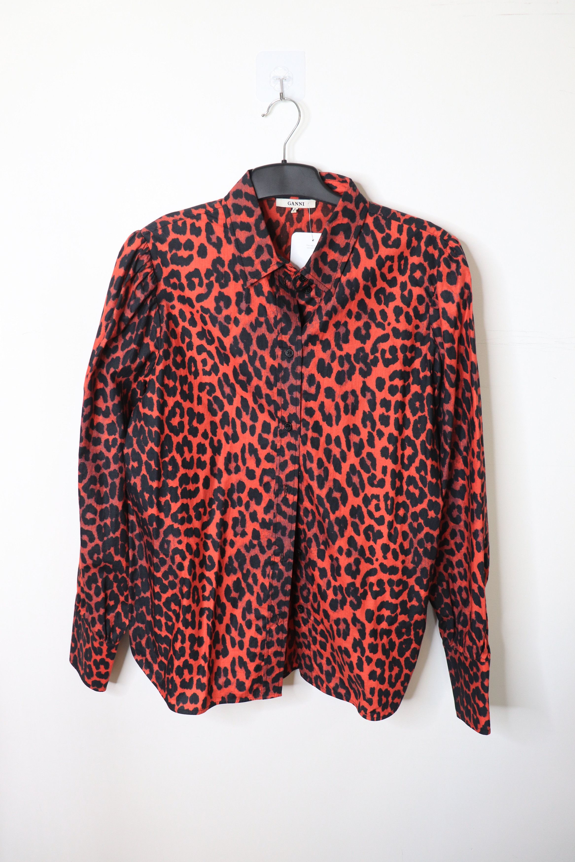 Ganni Red leopard print blouse - UK 12 Size M / US 6-8 / IT 42-44 - 1 Thumbnail