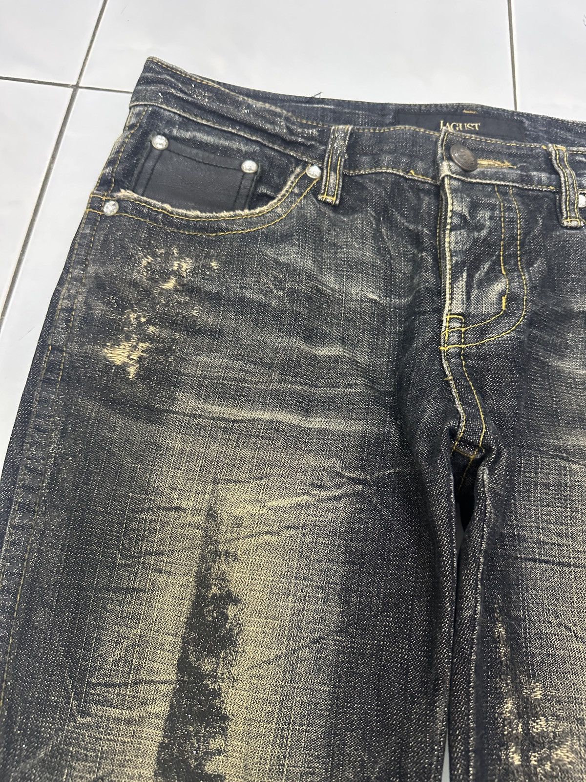 Japanese Brand × Vintage Vintage Japanese LAGUST Distressed Mud Wash Flare Jeans Size US 32 / EU 48 - 16 Thumbnail