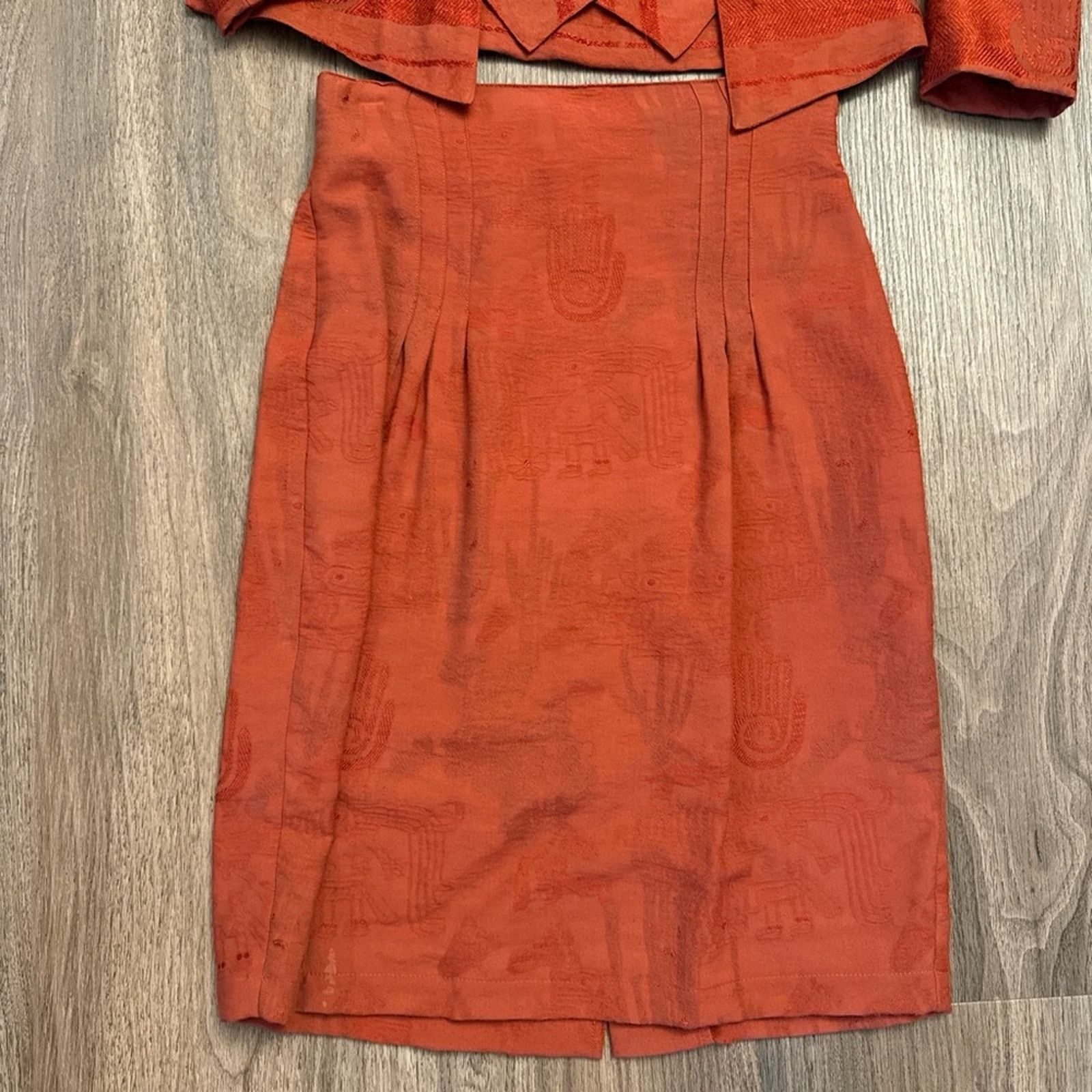 Other Vintage 1980s Sue Wong Elegant Rust Skirt Set Size XS / US 0-2 / IT 36-38 - 6 Thumbnail
