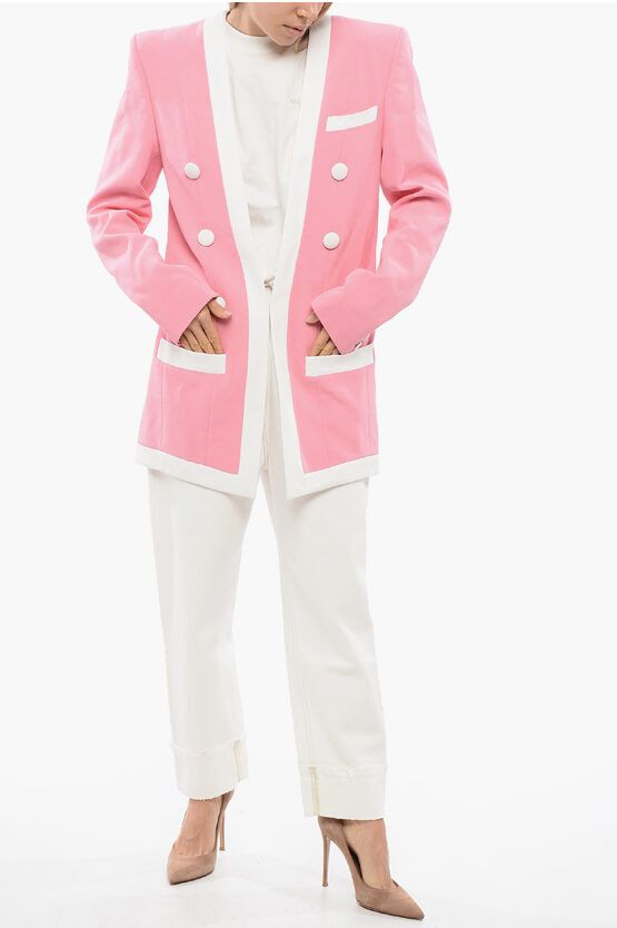 Balmain o1y0525 Blazer in Pink/White Size S / US 4 / IT 40 - 5 Thumbnail