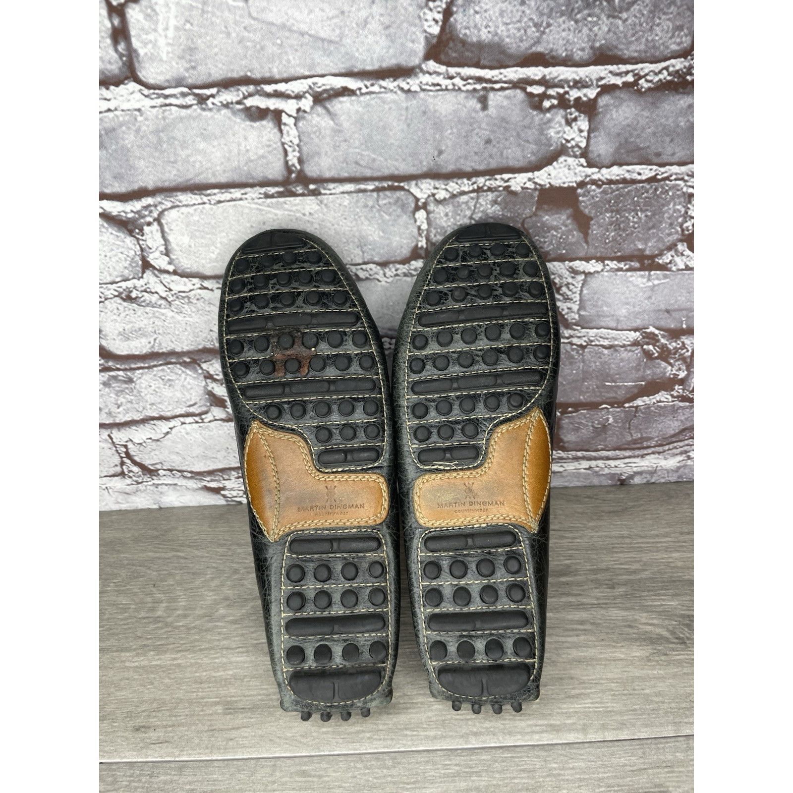 Martin Dingman Martin Dingman Croc Embossed Black Leather Loafers Moccasins Size US 8 / IT 38 - 10 Thumbnail