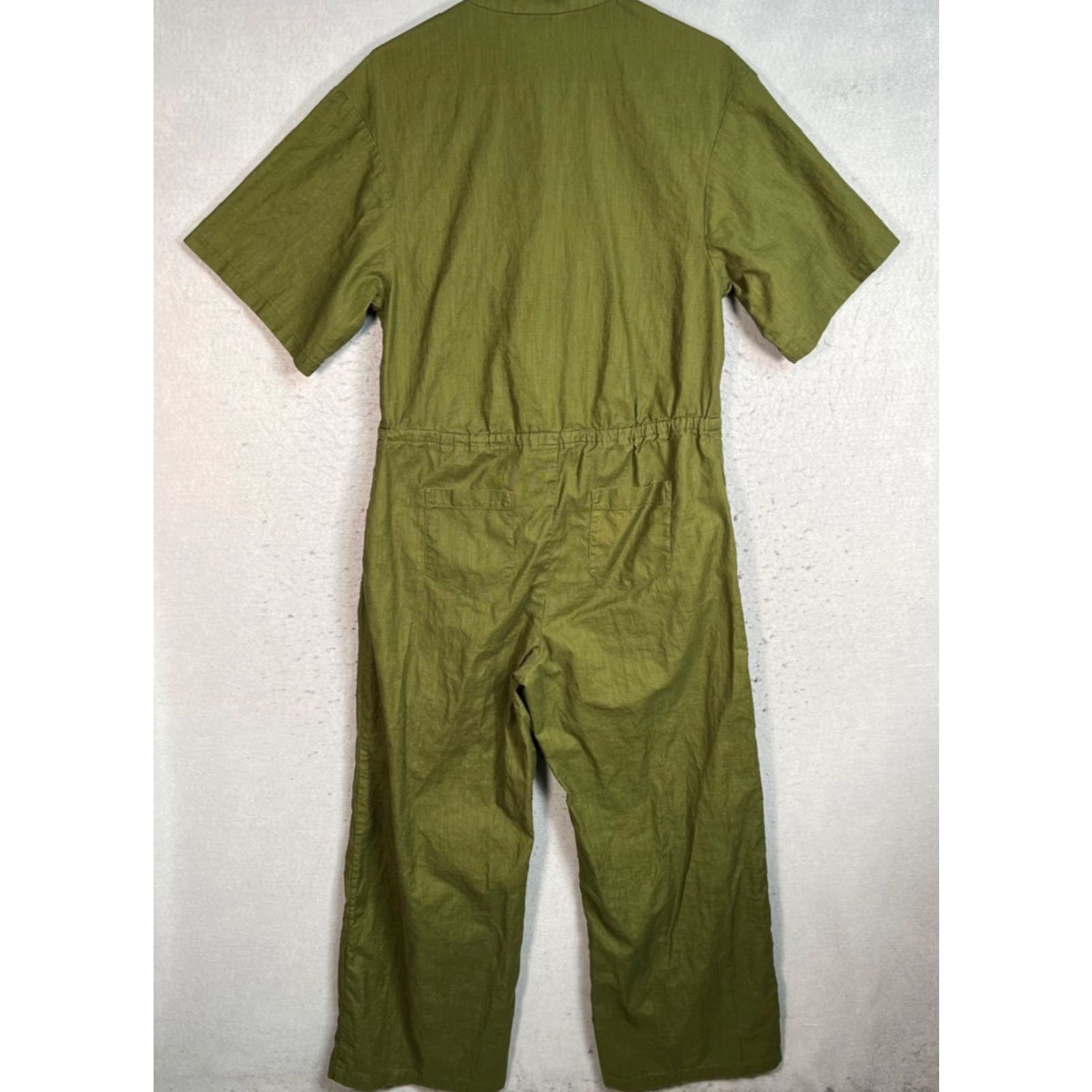 Olive VINTAGE The Kit Womens One-Piece Jumpsuit Olive Green Button-Front Short Sleeve 100% Cotton Size 4 Womens Size 27" / US 4 / IT 40 - 2 Thumbnail
