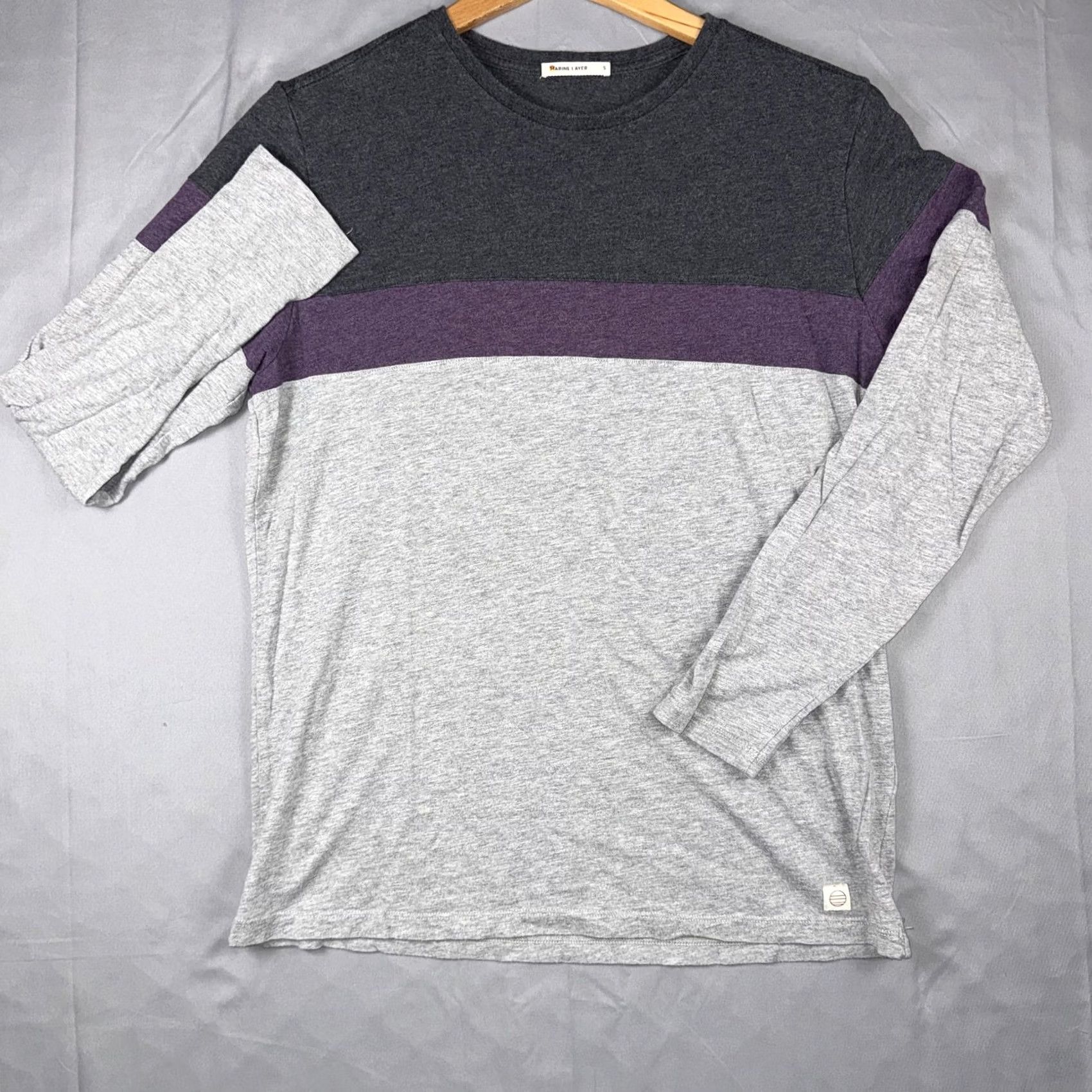 Marine Layer Marine Layer Shirt Mens S Gray Colorblock Long Sleeve Crewneck Tee Top Size US S / EU 44-46 / 1 - 2 Thumbnail
