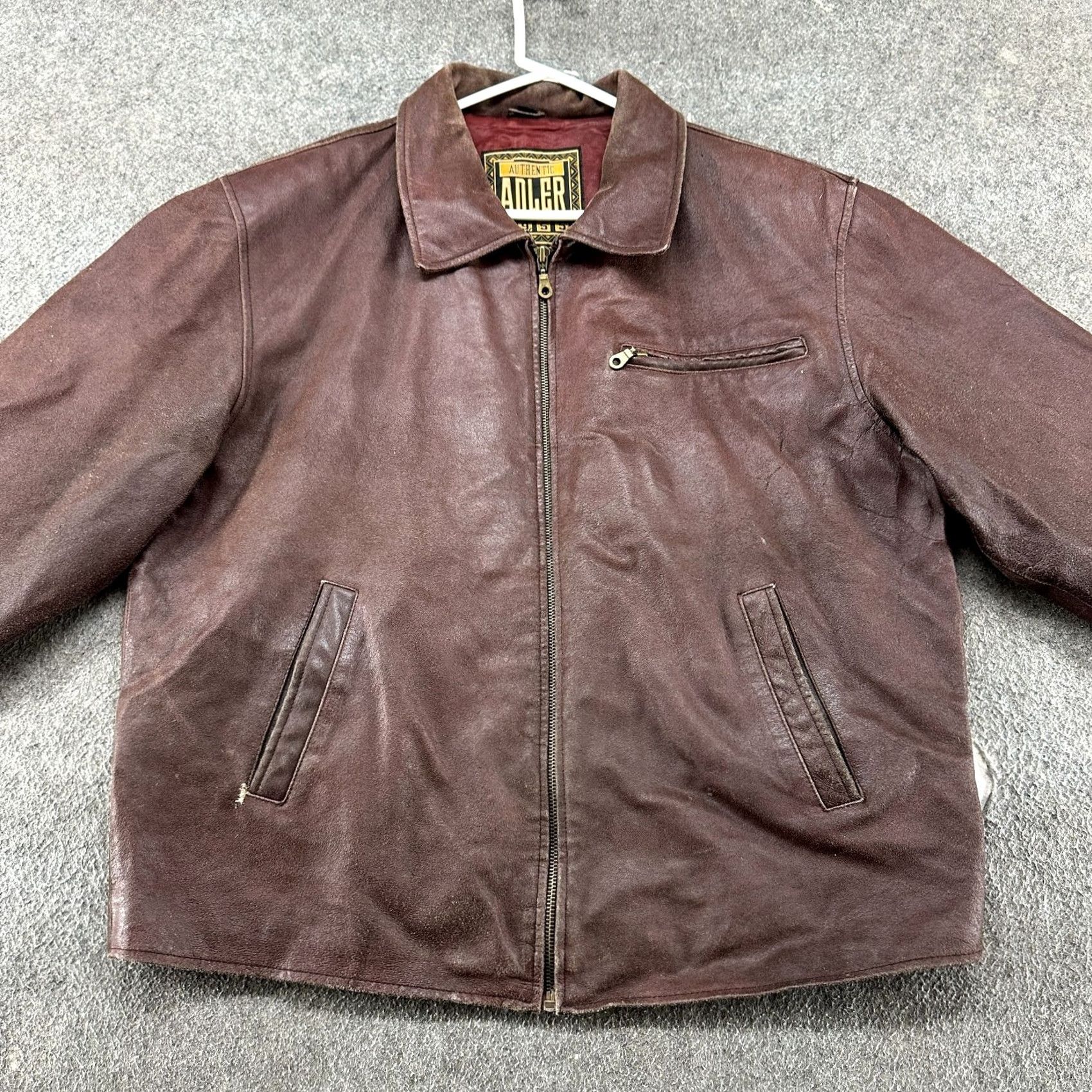 Vintage VINTAGE Adler Leather Jacket Men L Brown Bomber Cossack Half Belt 90s Quilted Zipper Mid-Length Regular Boy Mens Womens Girls Size US L / EU 52-54 / 3 - 3 Thumbnail