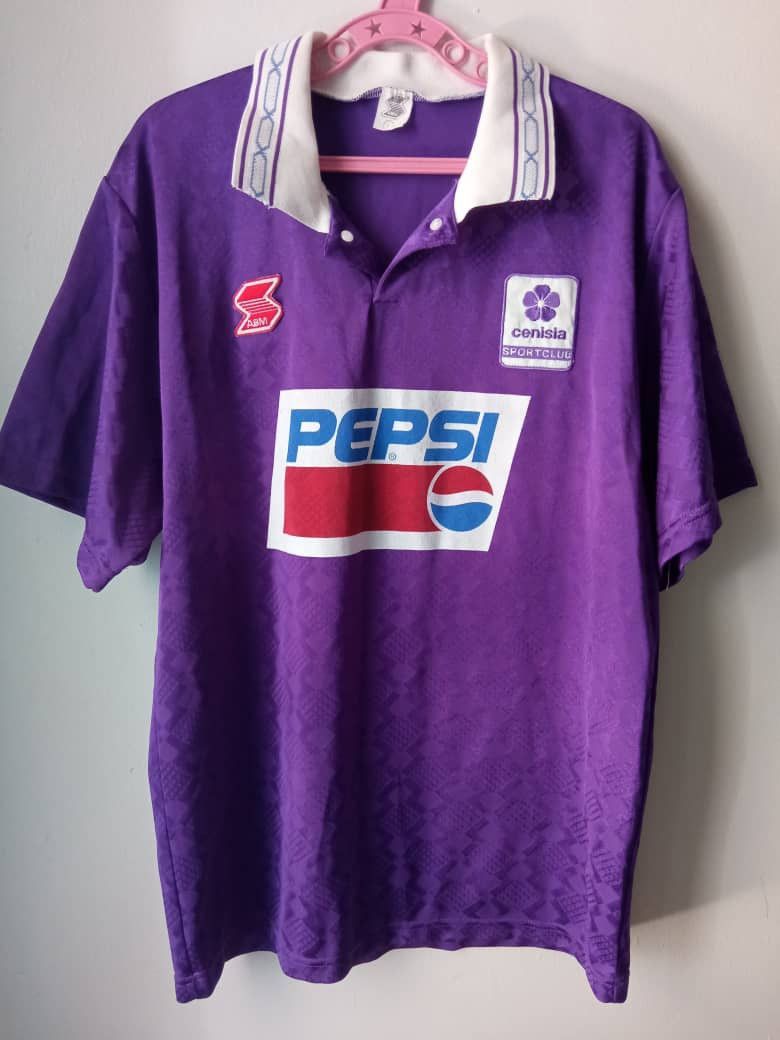 Vintage Rare Cenisia Calcio 90s ABM Match worn PEPSI Jersey Purple Size US L / EU 52-54 / 3 - 1 Thumbnail