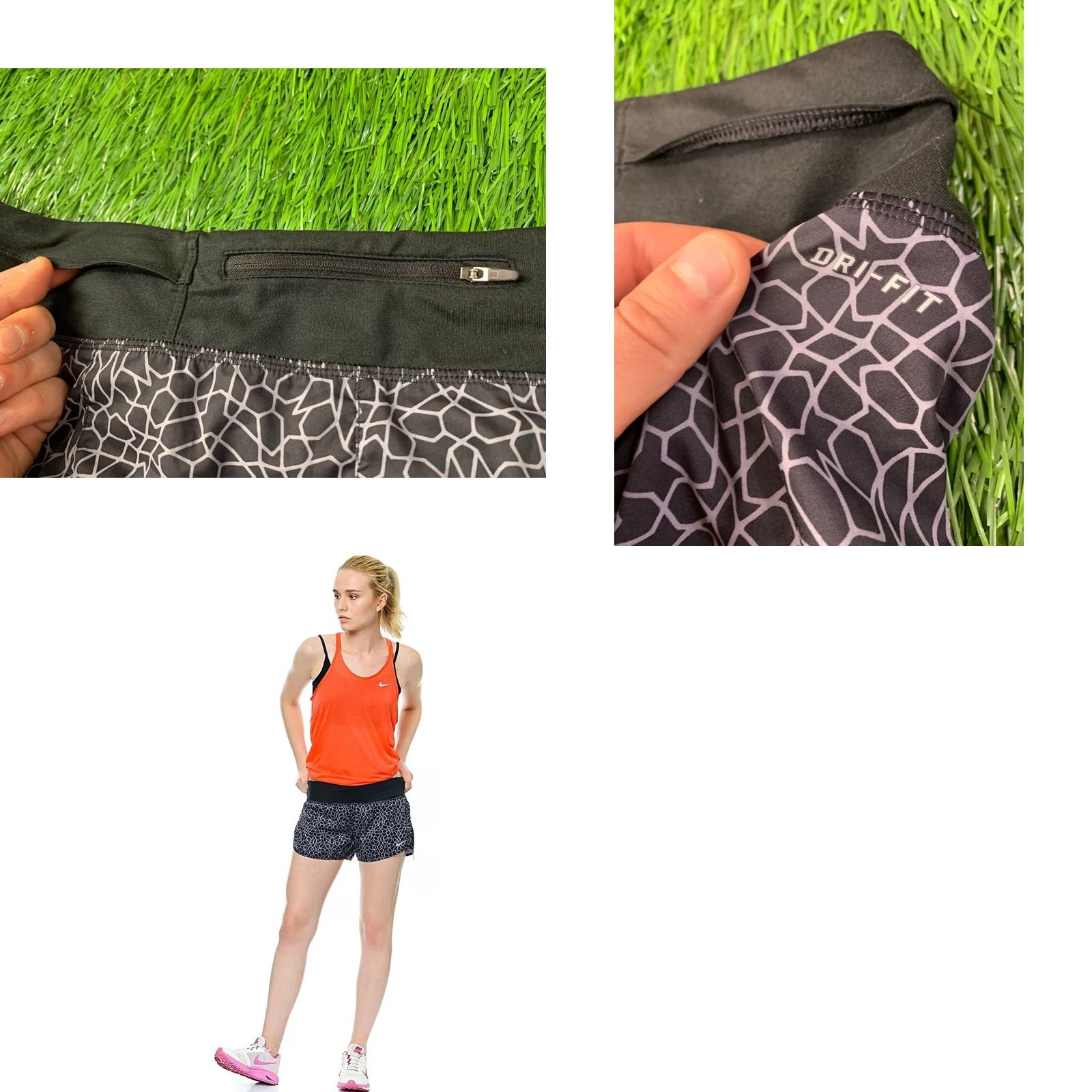 Nike Nike Dri-Fit Running Training Shorts Women L Black Gray Size 36" / US 14 / IT 50 - 8 Thumbnail