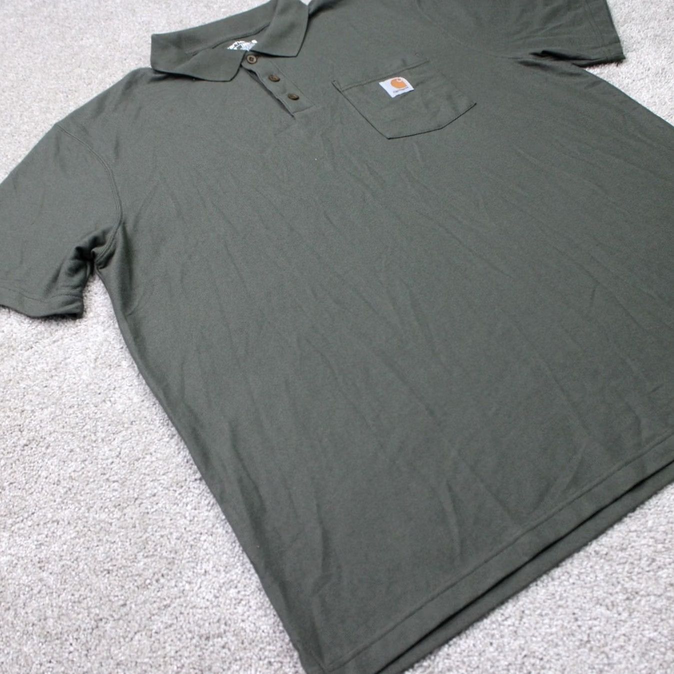Carhartt Carhartt Polo Shirt Mens XL Tall Green Pocket Pique Short Sleeve Button Collar Casual Workwear Shirt Size US XL / EU 56 / 4 - 5 Thumbnail