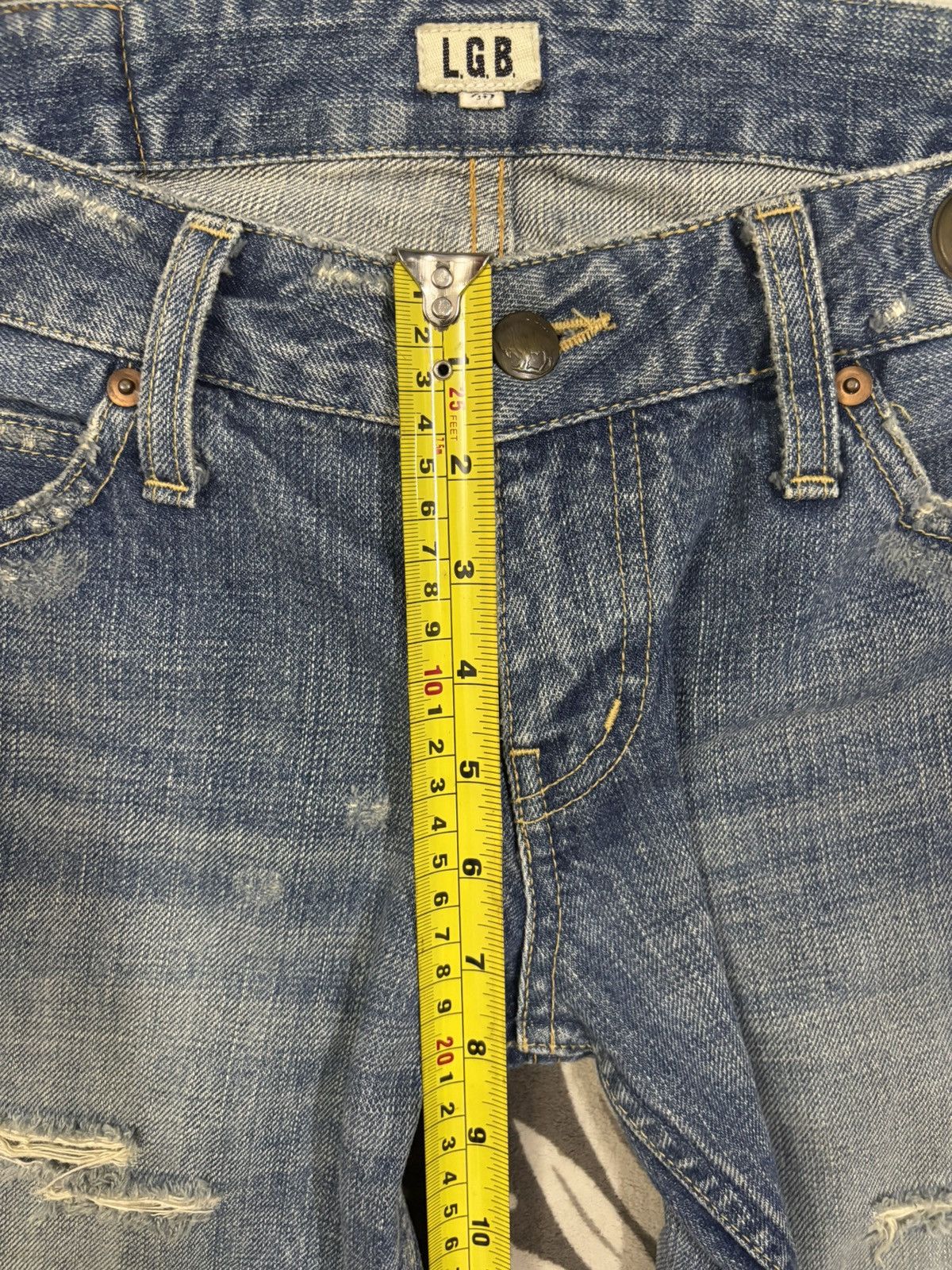 Le Grande Bleu (L.G.B.) Le Grande Bleu L.G.B. Wolfcut Flare Distressed Jeans Size US 29 - 17 Thumbnail