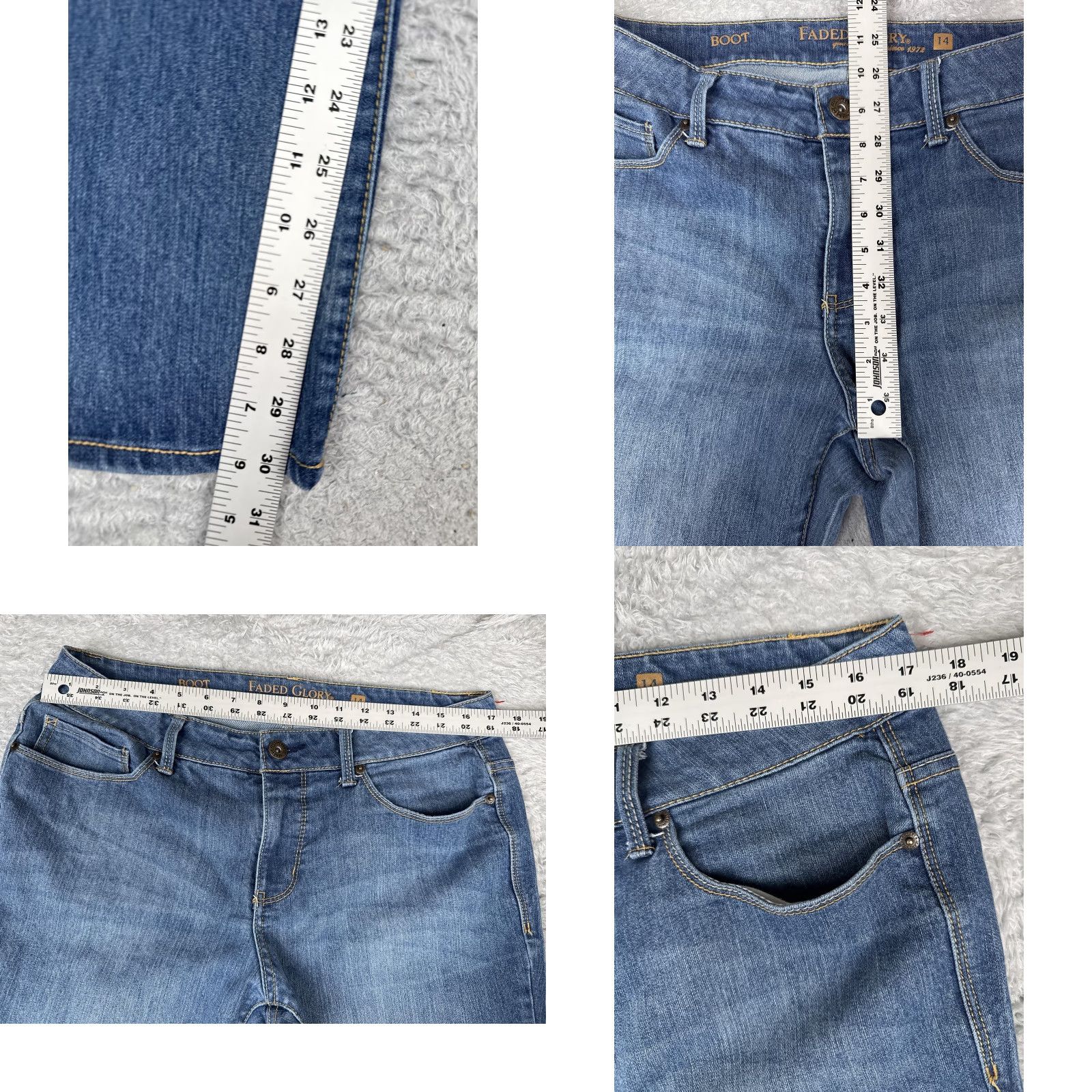 Faded Glory Faded Glory Jeans Womens Bootcut 14 Blue Medium Wash Mid Rise Stretch Denim 34x31 Size 36" / US 14 / IT 50 - 8 Thumbnail