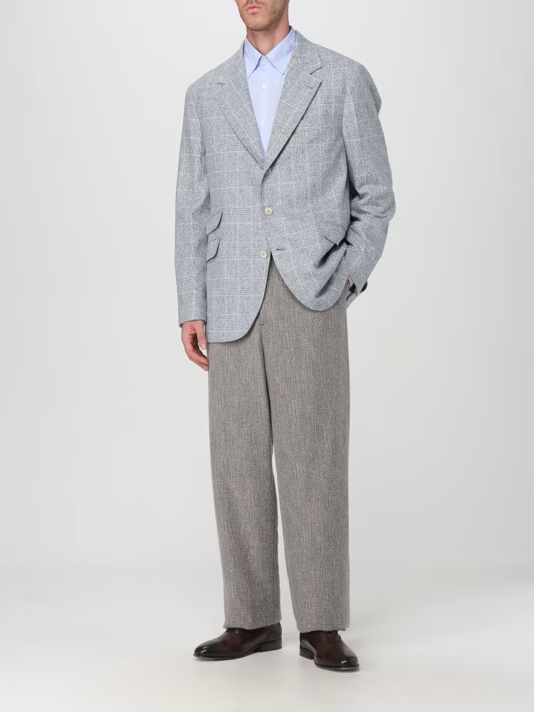 Brunello Cucinelli o1w1db10126 Check Pattern Blazer Jacket in Sky Blue Size US S / EU 44-46 / 1 - 2 Thumbnail