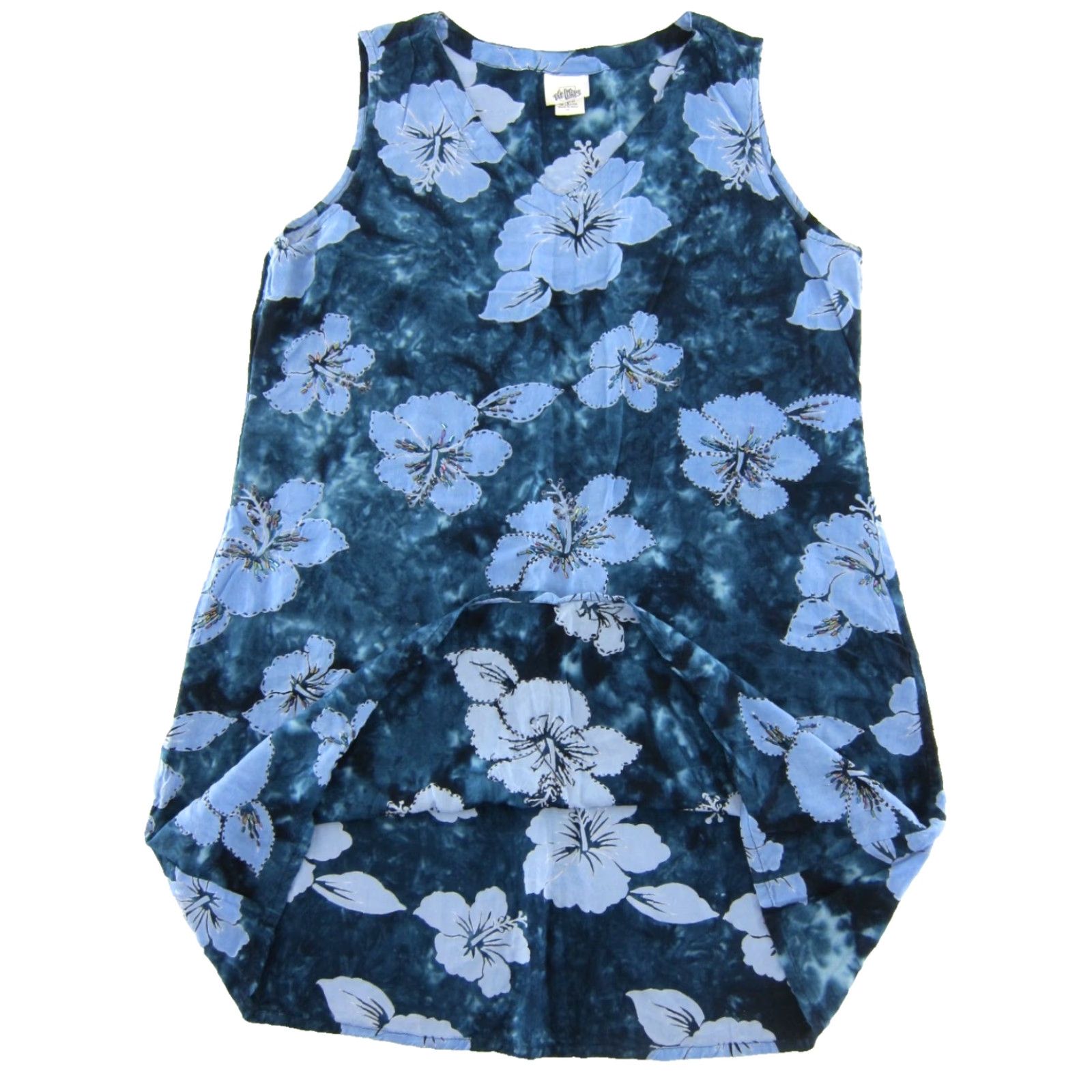 Vintage VINTAGE Hi Lites Rayon Blue Tropical Floral Beaded V-Neck Tank Sun Dress Medium Size M / US 6-8 / IT 42-44 - 5 Thumbnail