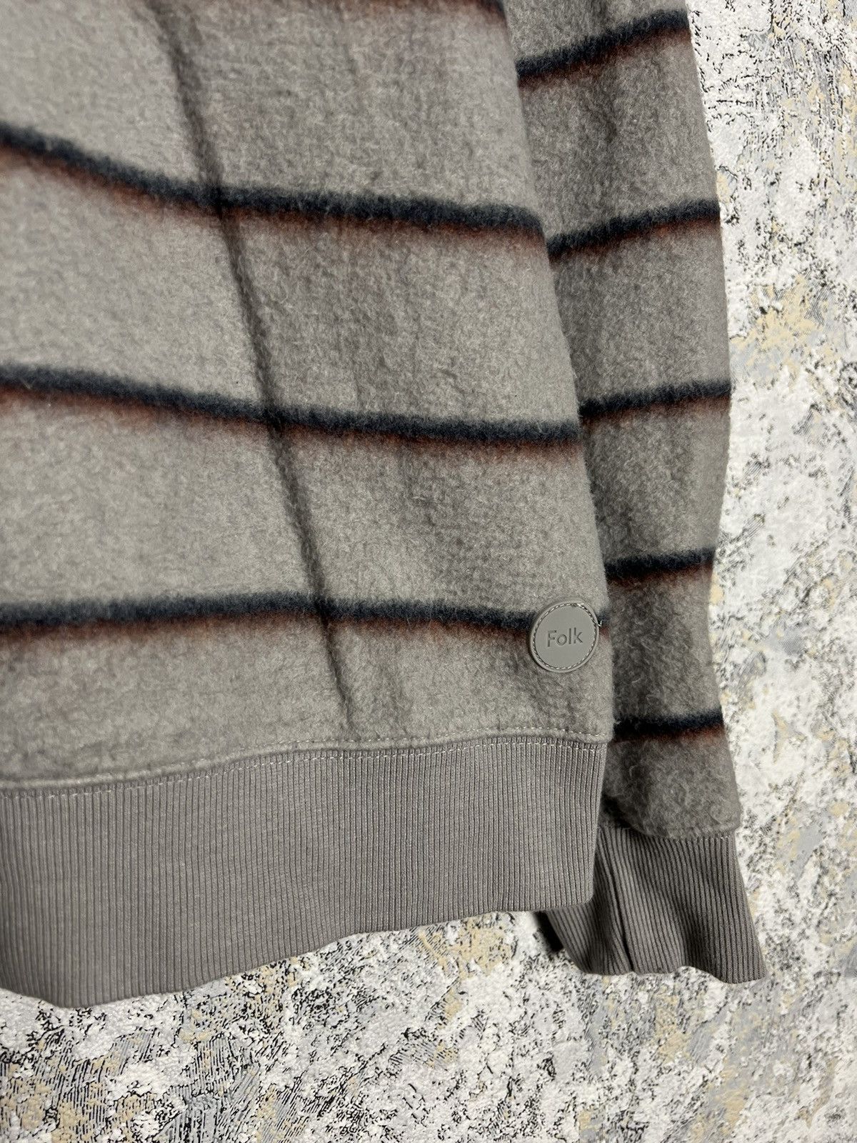 Folk Men’s Folk Sweatshirt Striped Fleece Jumper Brushed Cotton Size US M / EU 48-50 / 2 - 2 Thumbnail