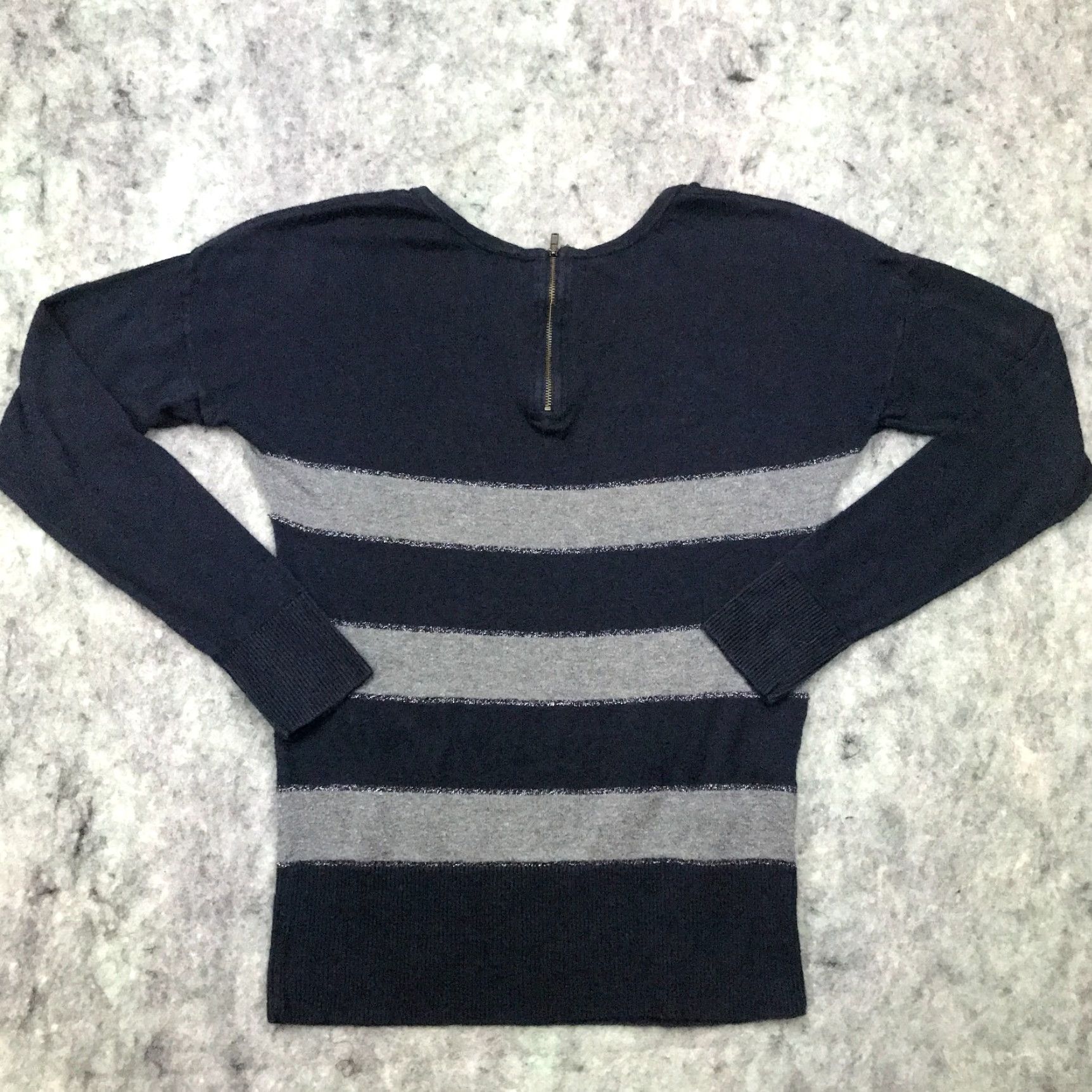 Loft VINTAGE loft womens sweater XS blue knit top lightweight zipper v-neck Size XS / US 0-2 / IT 36-38 - 6 Thumbnail