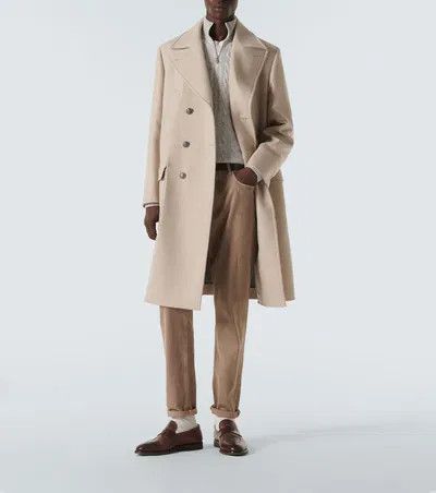 Brunello Cucinelli o1w1db10326 Double Breasted Wool Coat in Beige Size US L / EU 52-54 / 3 - 6 Thumbnail