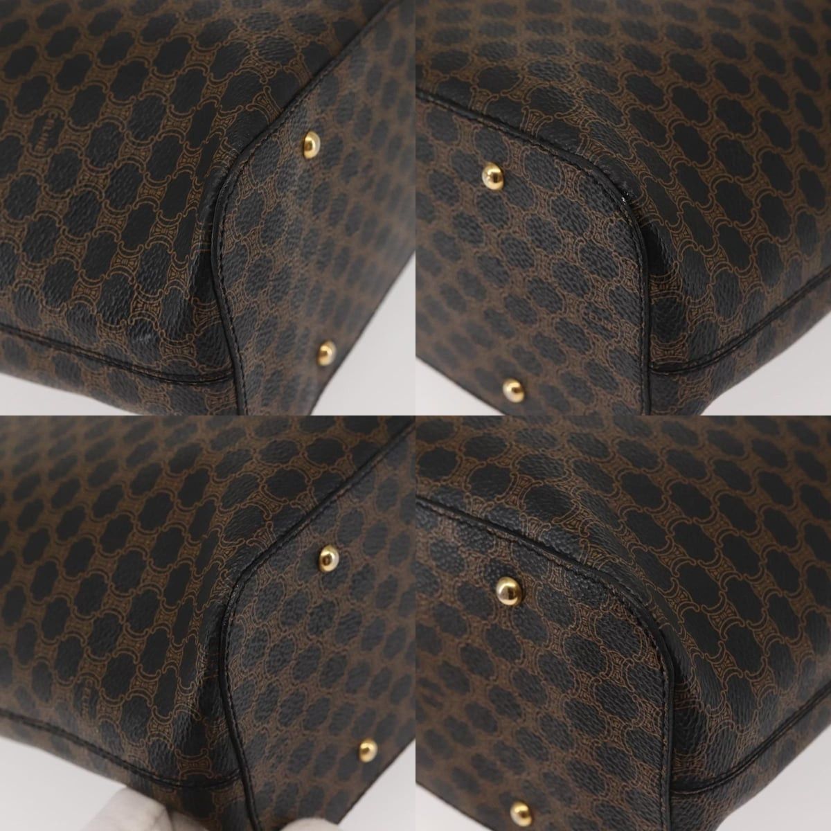 Celine CELINE Macadam Canvas Shoulder Bag Pvc Leather Black Gold Size ONE SIZE - 10 Thumbnail