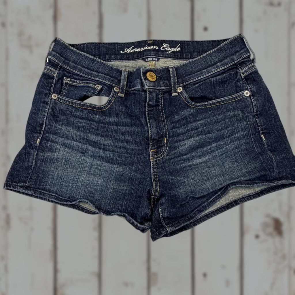 American Eagle Outfitters VINTAGE American Eagle Outfitters Shorts Womens 6 Blue Denim Stretch Hot Pants Low Rise Size 28" / US 6 / IT 42 - 1 Thumbnail
