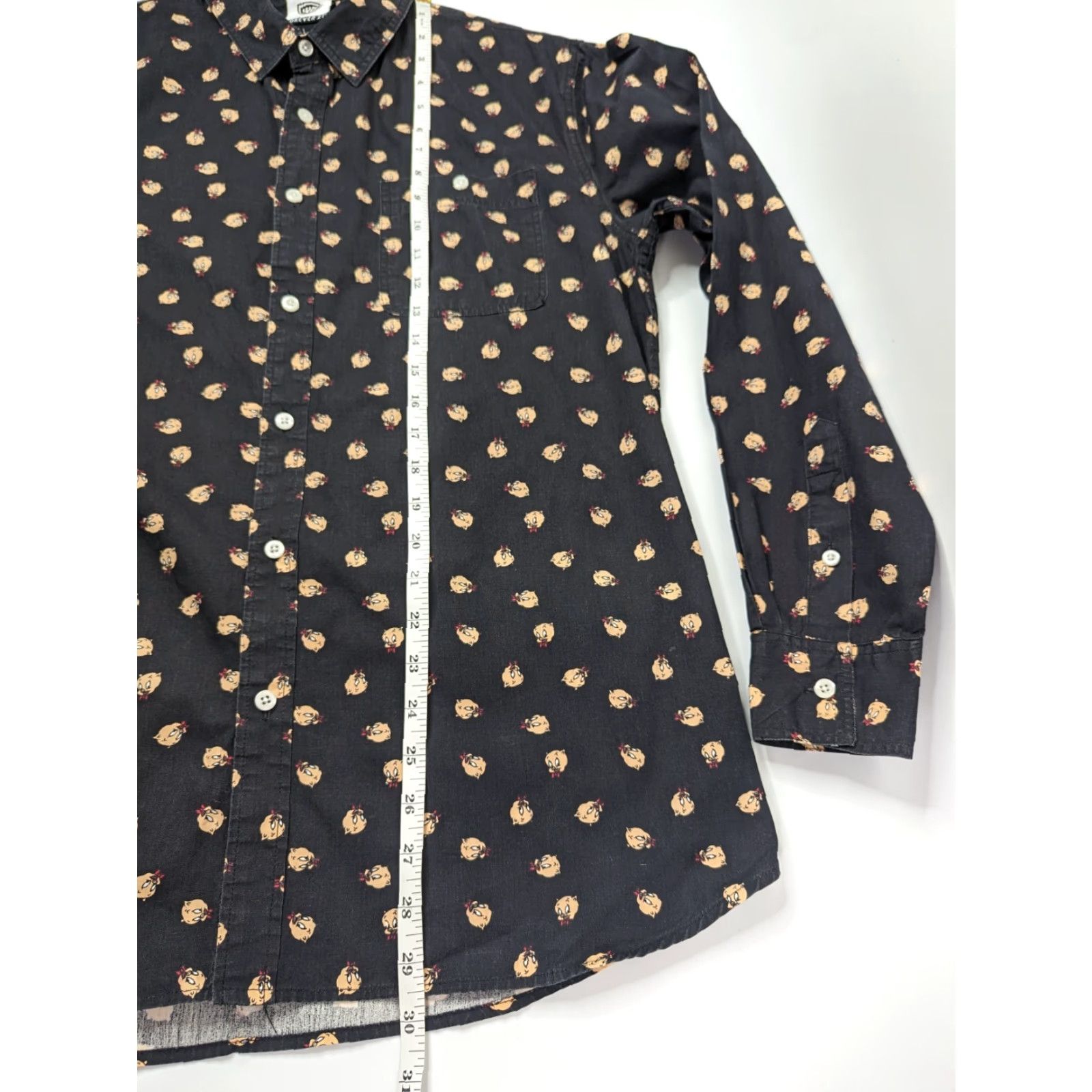 Forever 21 FOREVER 21 Warner Bros Porky Pig Long Sleeve Button Front Shirt L Black Cotton Mens Button-Up 90s Theme Size US L / EU 52-54 / 3 - 5 Thumbnail