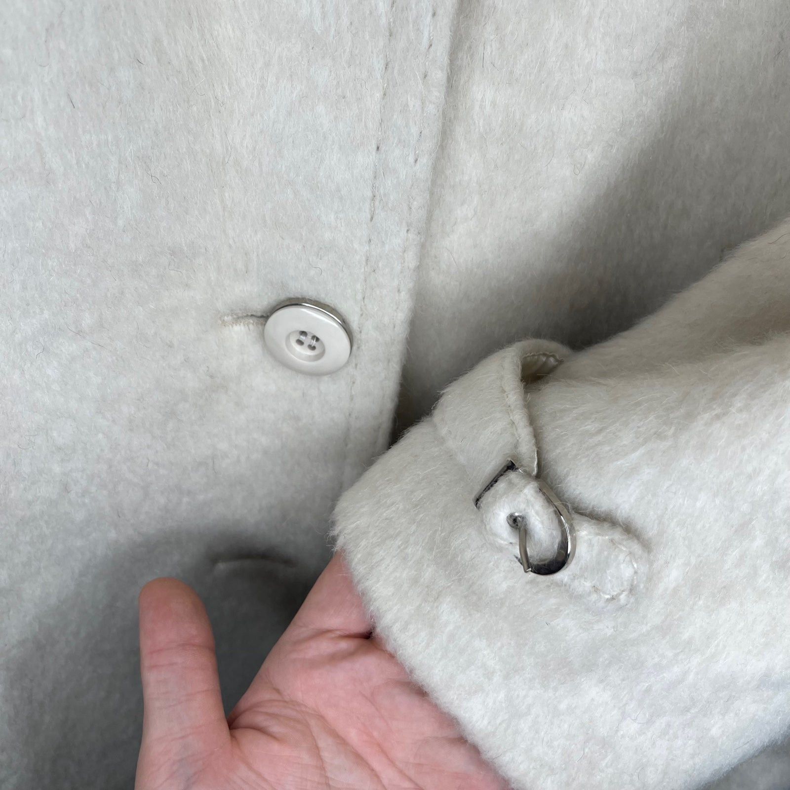 Vintage Vintage 60’s German Cream Wool Acrylic Peacoat Size L / US 10 / IT 46 - 4 Thumbnail
