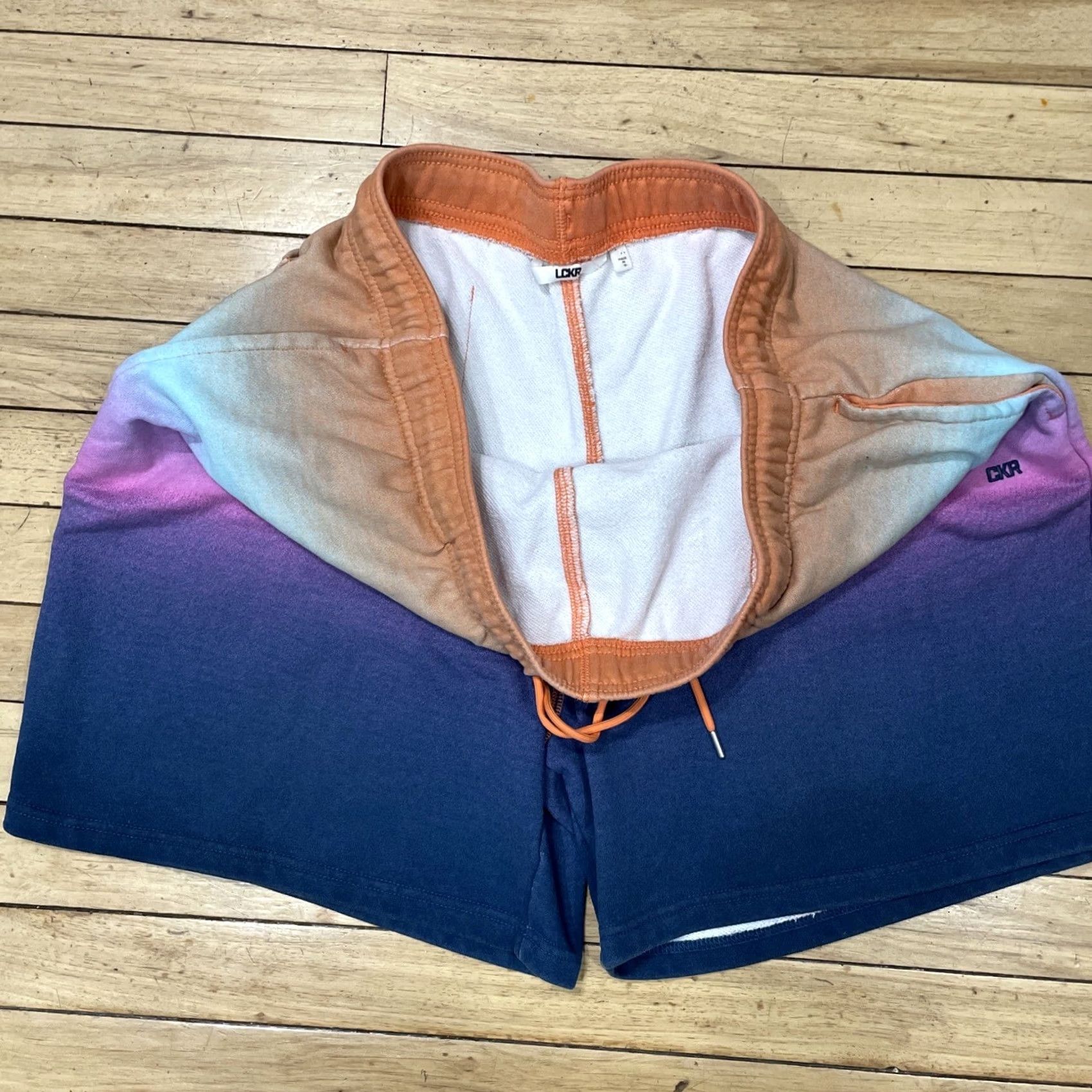 Vintage LCKR Shorts Men 2X Drawstring Stretch Pastel Orange Purple Gradient Sweatshorts Size US 39 - 6 Thumbnail