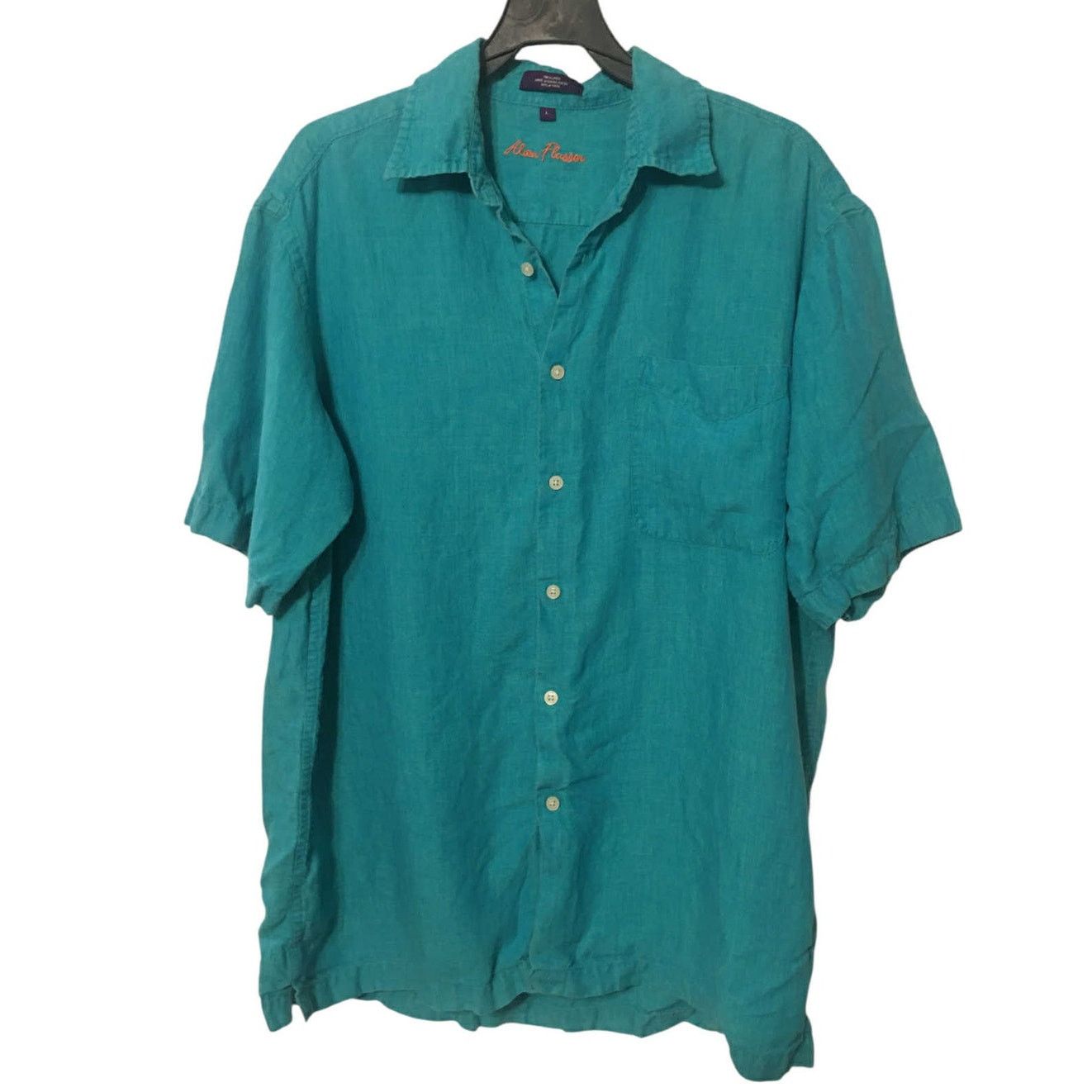 Arizona Jean Co. Alan Flusser 100% Linen ButtonUp Shirt Short Sleeve Green LG Size US S / EU 44-46 / 1 - 1 Thumbnail
