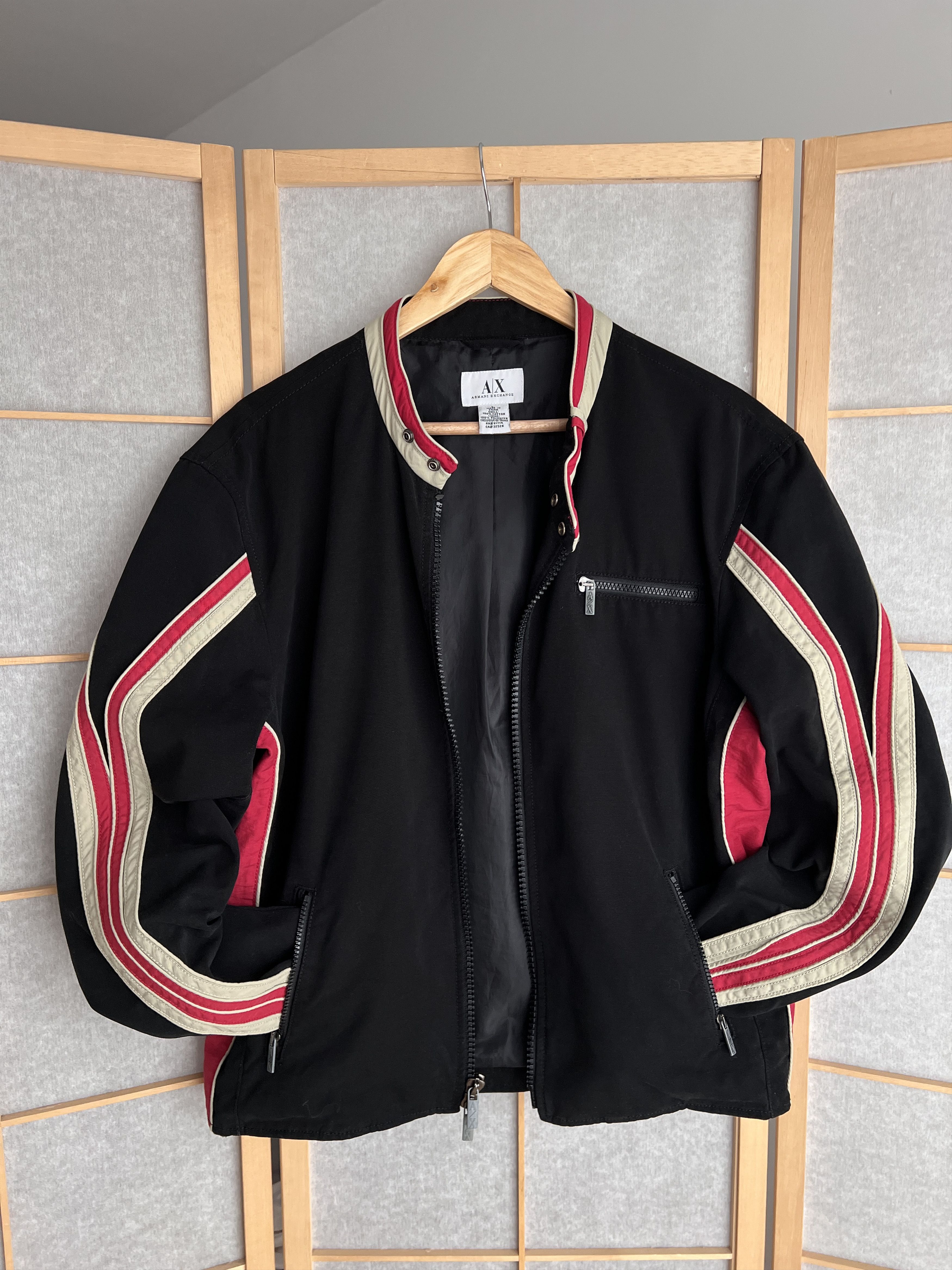 Armani Exchange racing bomber jacket biker cropped 00s boxy