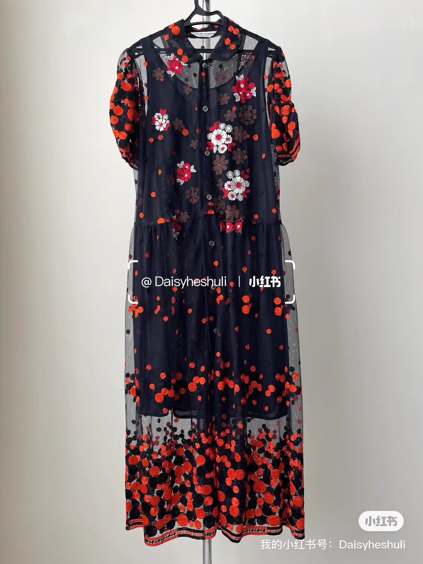 Comme des Garcons Comme des Garçons CDG Robe Mesh Embroidered Dress Ｑ24 Size M / US 6-8 / IT 42-44 - 1 Thumbnail