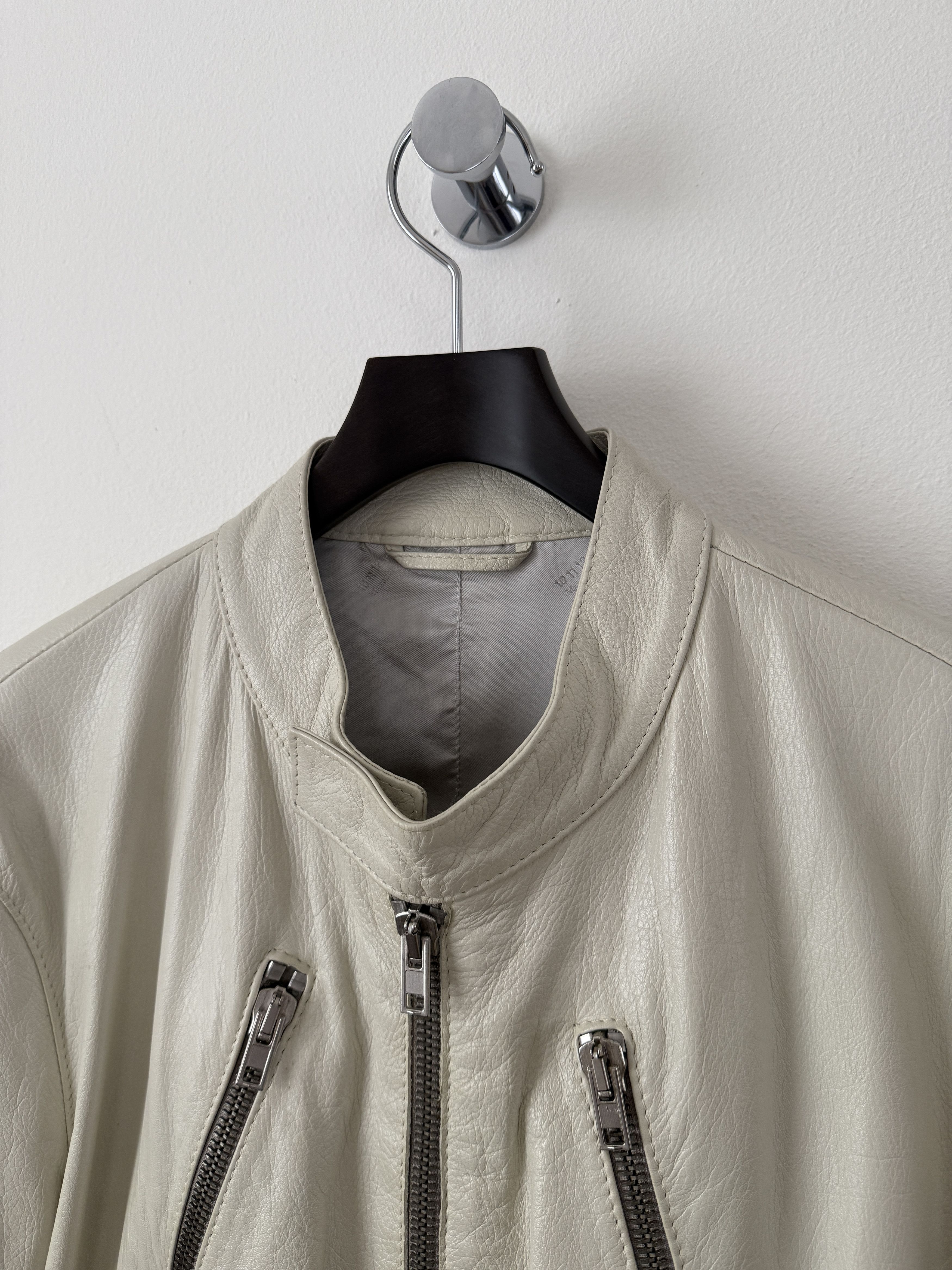 5 Zip Leather Moto Jacket