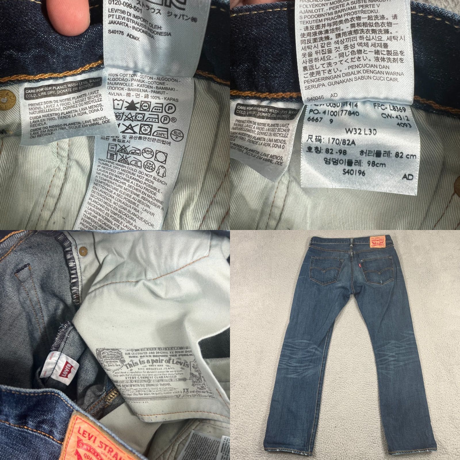 Levi's VINTAGE Levi's 501 Jeans Men 32x30 Straight Denim Dark Blue Button Fly Grunge 90s Size US 32 / EU 48 - 8 Thumbnail