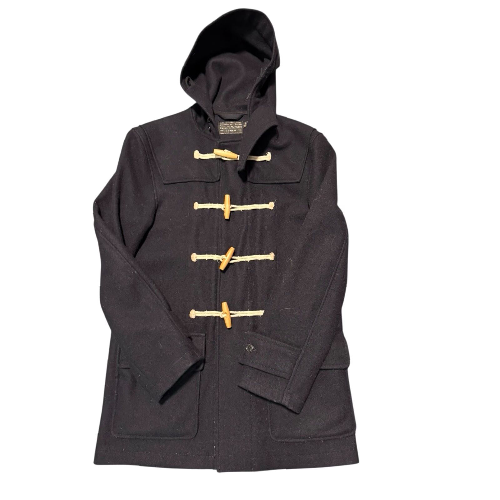 J.Crew J.Crew NX-631 Heritage Hooded Black Wool Toggle Duffle Coat Jacket Men's Small Size US S / EU 44-46 / 1 - 6 Thumbnail