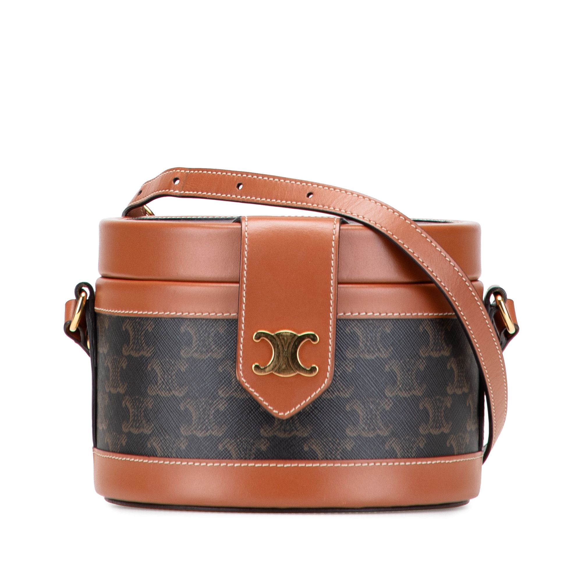 Celine Celine Medium Triomphe Coated Canvas Tambour Crossbody Size ONE SIZE - 1 Thumbnail