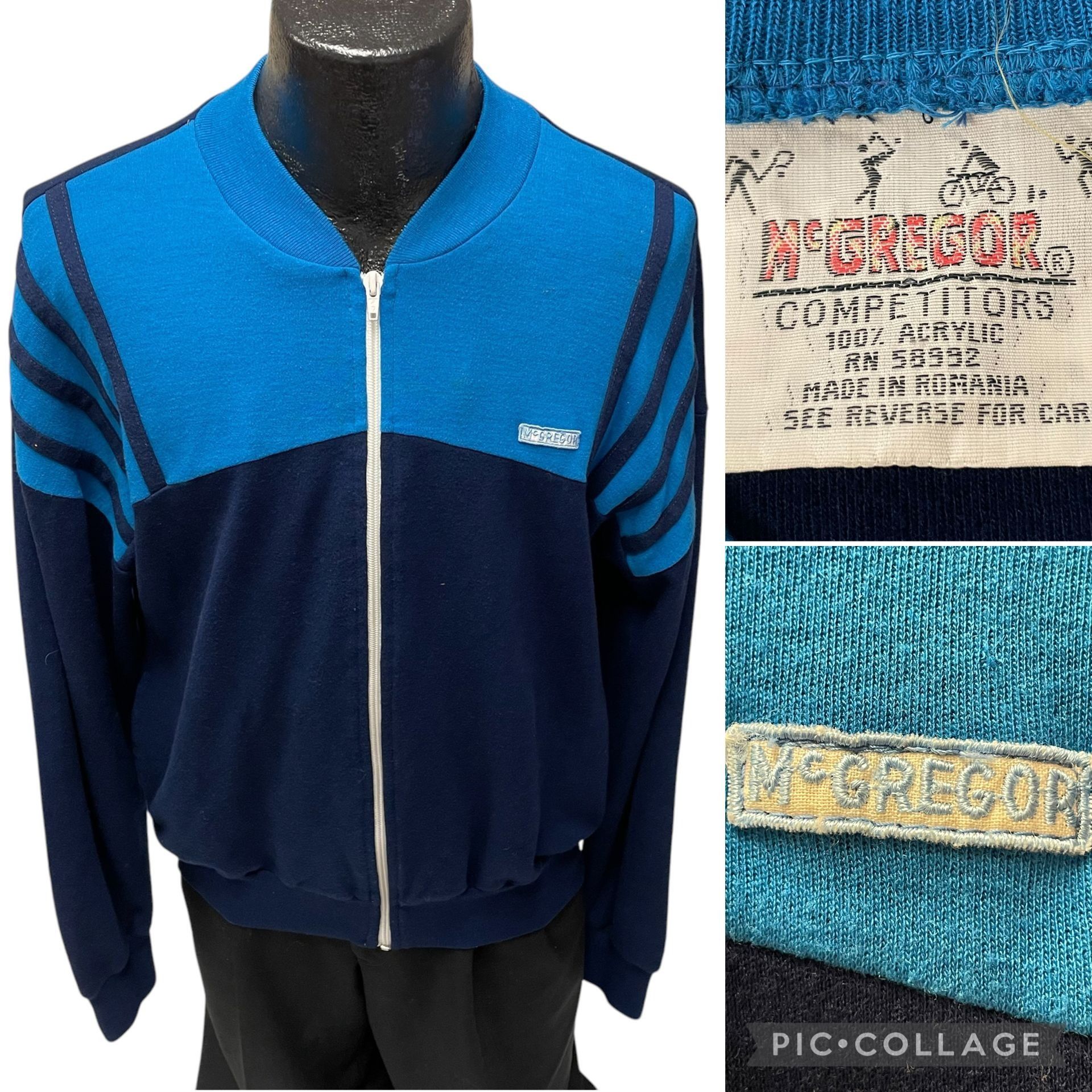 McGregor Vtg McGregor 2 TONE Blue COLORBLOCK Stripe Jacket Size US M / EU 48-50 / 2 - 1 Thumbnail
