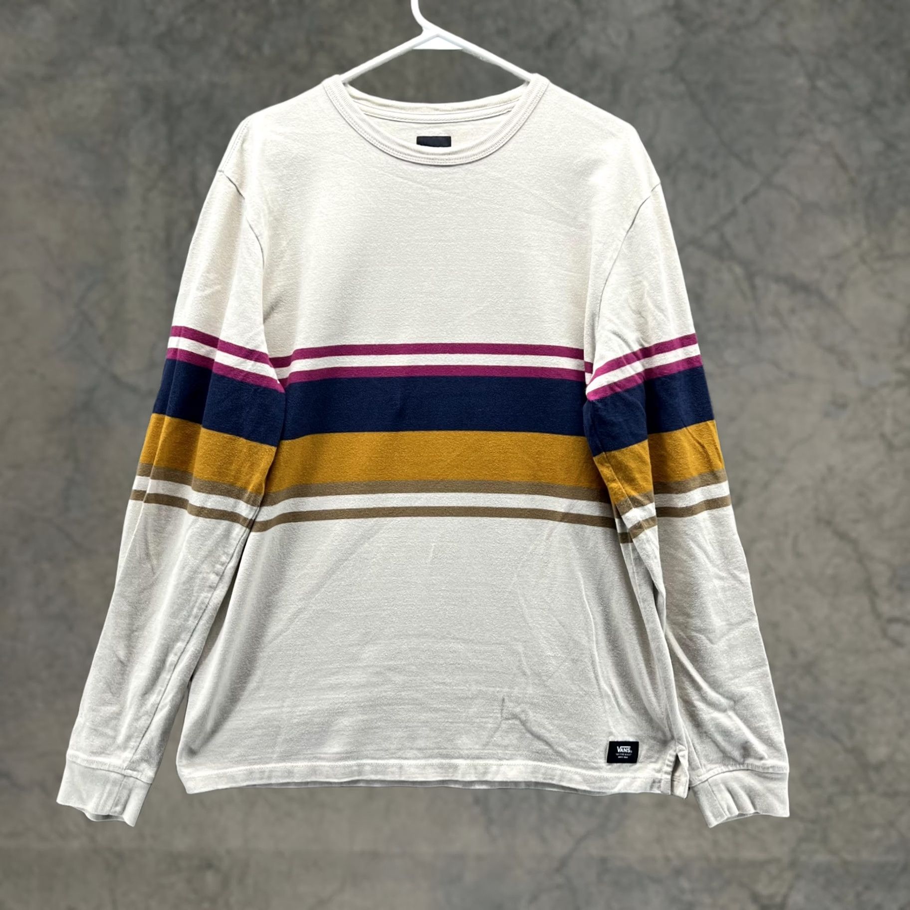 Vans VANS Sweater Men Medium Adult Khaki Pullover Striped Fleece Crew Neck Casual Buttonless Logo Size US M / EU 48-50 / 2 - 1 Thumbnail