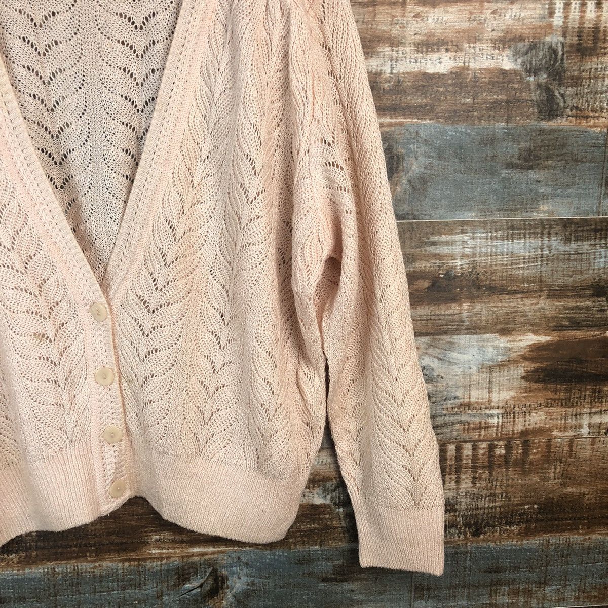 Japanese Brand Japanese Brand Pink vintage crochet Cardigan Knitwear #A1869 Size L / US 10 / IT 46 - 8 Thumbnail