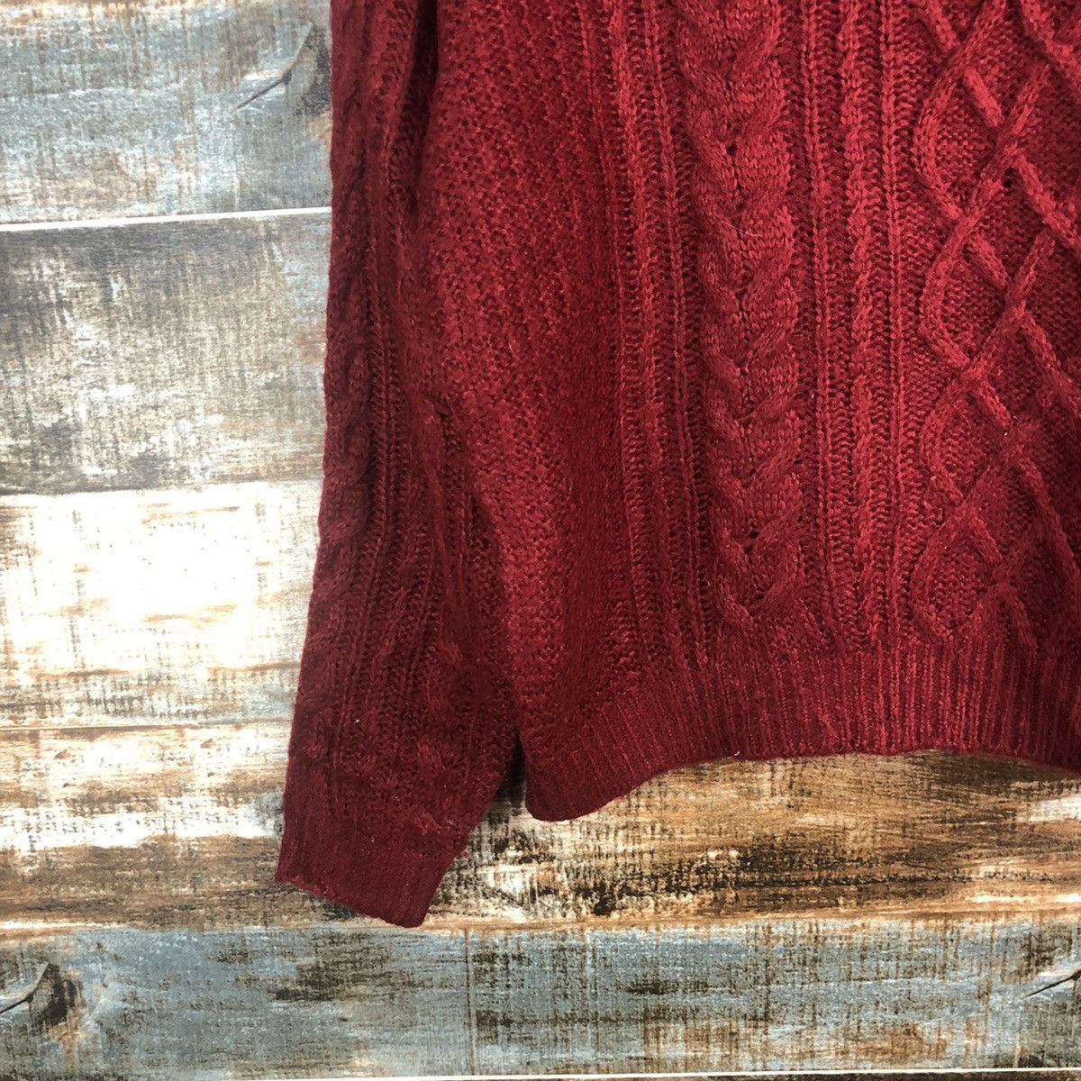 Aran Isles Knitwear × Japanese Brand Ingni Red Turtle Neck cable Knitwear #A1286 Size M / US 6-8 / IT 42-44 - 7 Thumbnail
