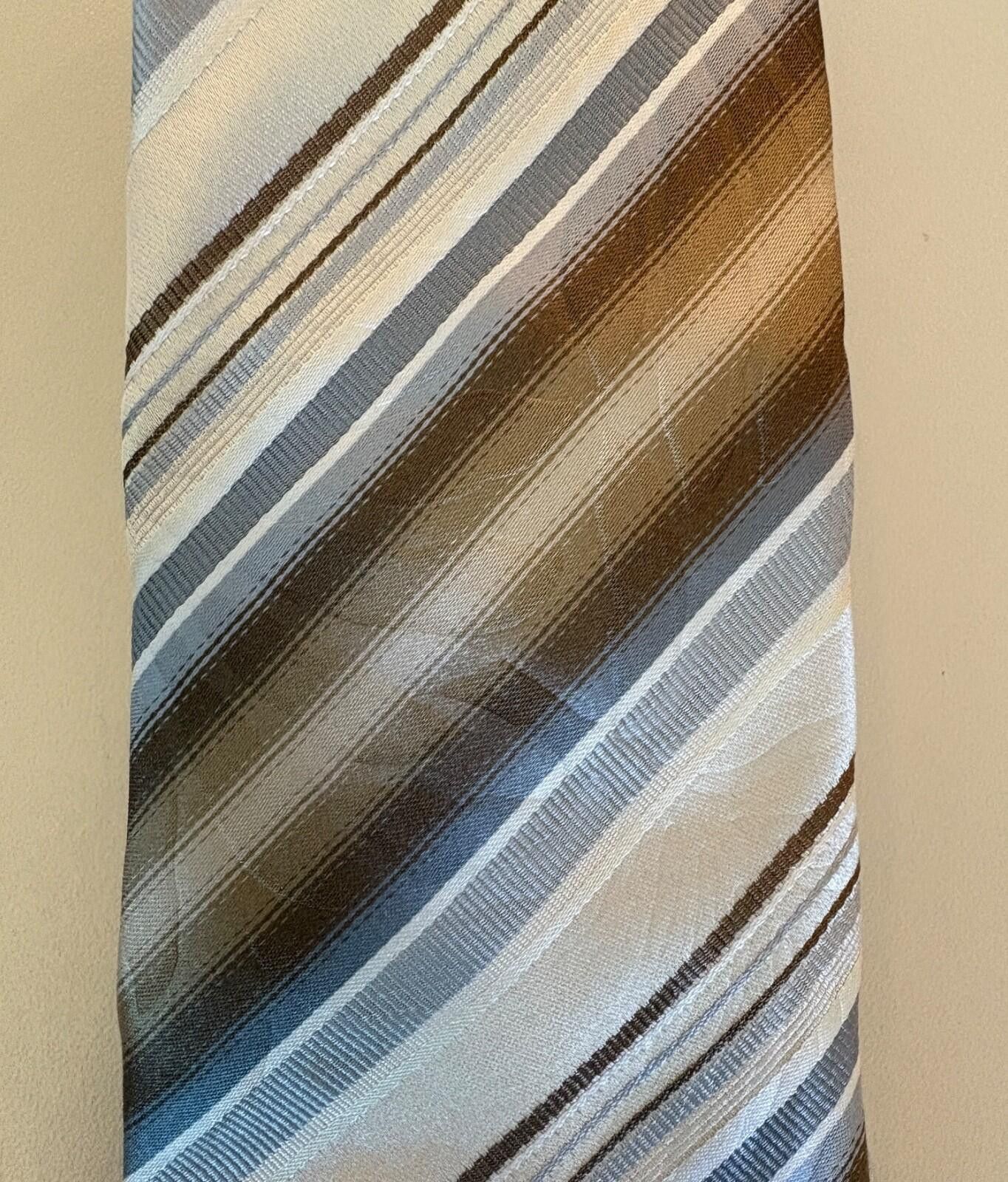 Kenzo Kenzo Homme Italy Silk Tie Vtg Diagonal Stripe Brown Grey Size ONE SIZE - 5 Thumbnail