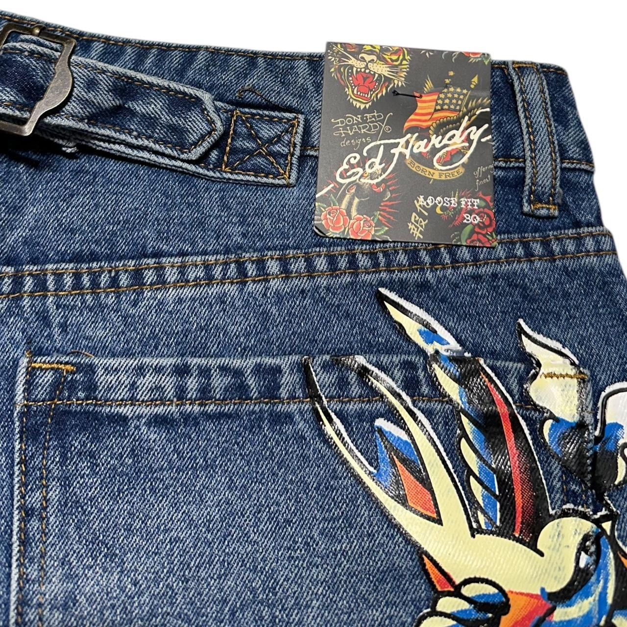 Ed Hardy × Vintage Ed Hardy Wide Leg Jeans Size 30" / US 8 / IT 44 - 4 Thumbnail