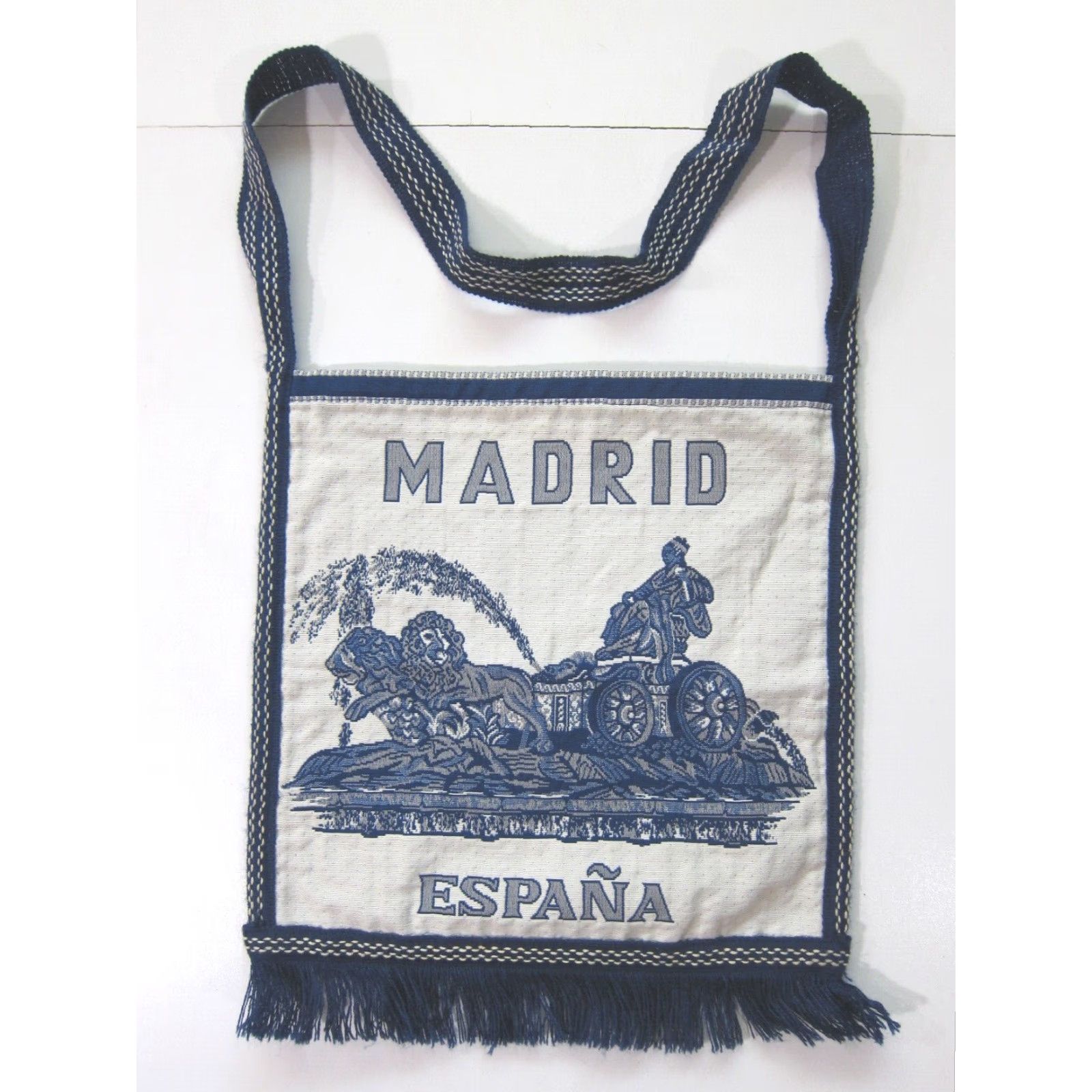 Vintage Vintage Handmade Blue Madrid Espana Cloth Satchel Tote Shoulder Bag Purse Size ONE SIZE - 2 Thumbnail