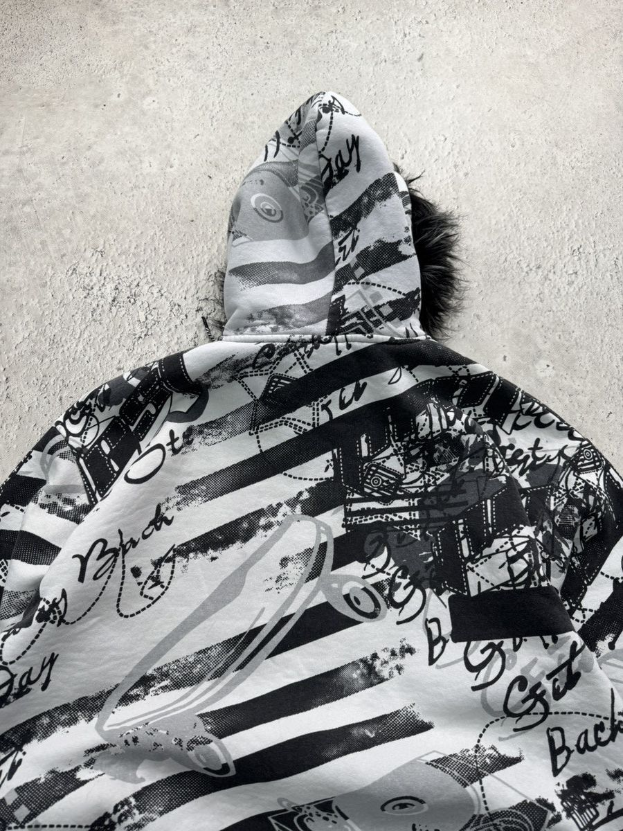If Six Was Nine y2k fur fuzzy hoodie over print hysteric glamour jacket Size US XL / EU 56 / 4 - 11 Thumbnail
