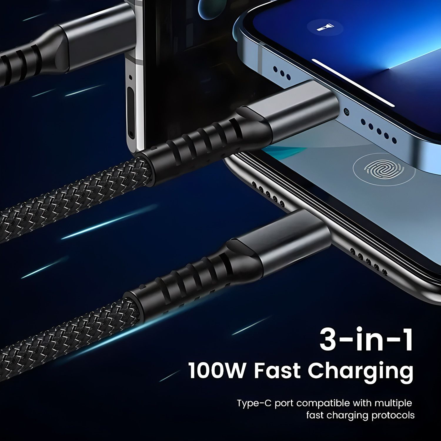 Other 100W Fast Charging Cable Multi Charger Cable Nylon Braided Size ONE SIZE - 6 Thumbnail