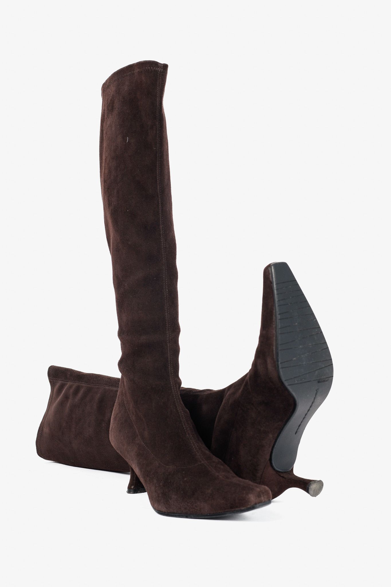 Stuart Weitzman Stuart Weitzman Shapely Suede Pointed-Toe Knee-High Boots Size US 8 / IT 38 - 4 Thumbnail