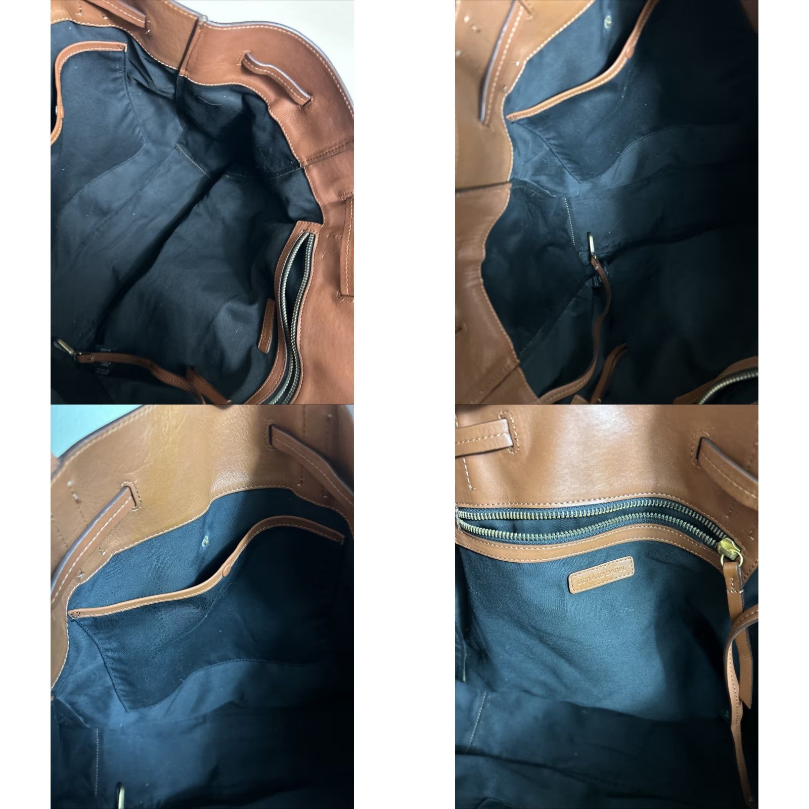 Gerard Darel Gérard Darel Large Brown Leather Tote Bag Yellow Suede 13.5x13x4 Stains Women Tote Size ONE SIZE - 10 Thumbnail