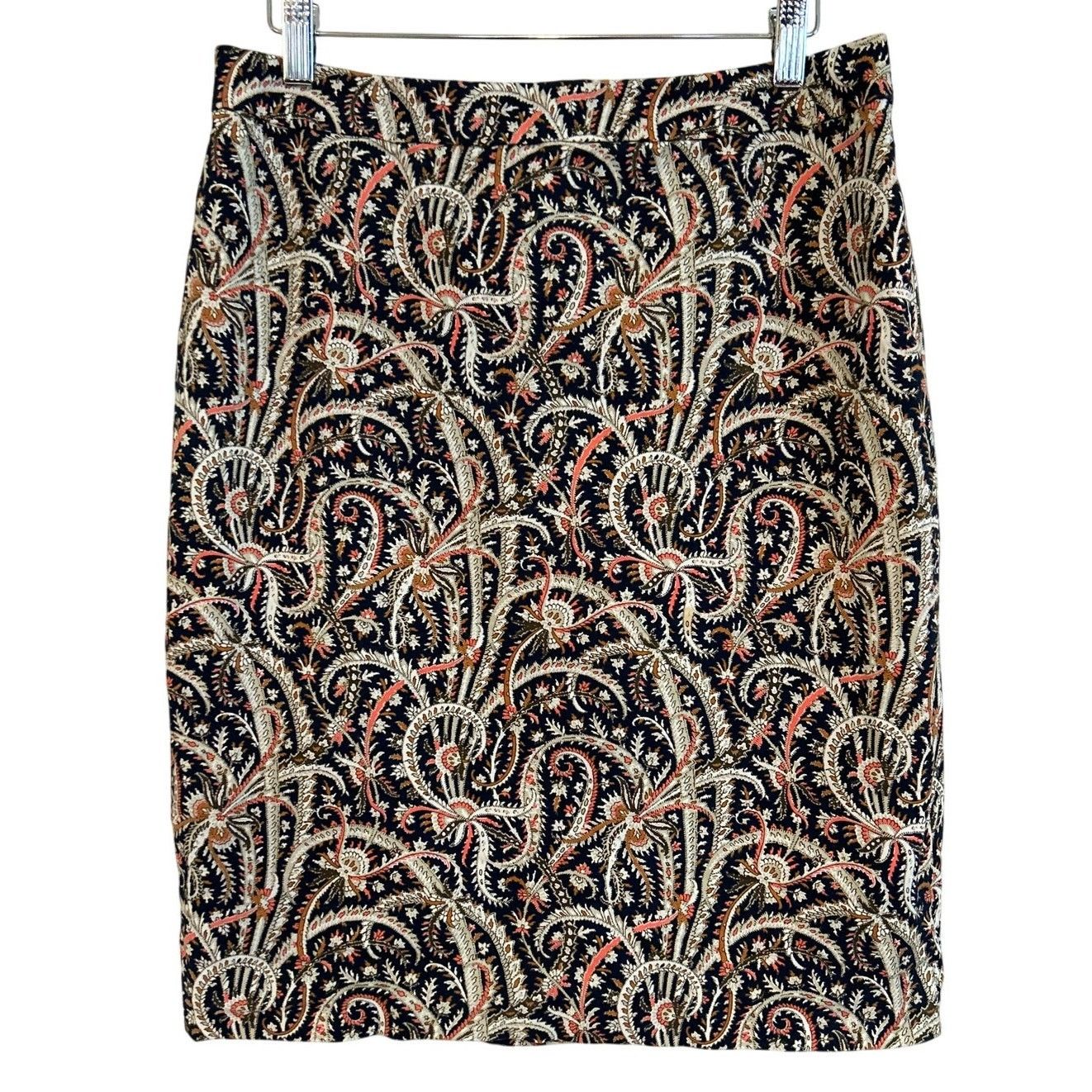 J.Crew J. CREW No 2 Pencil Skirt in Feather Paisley Navy Blue 6 Size 28" / US 6 / IT 42 - 1 Thumbnail