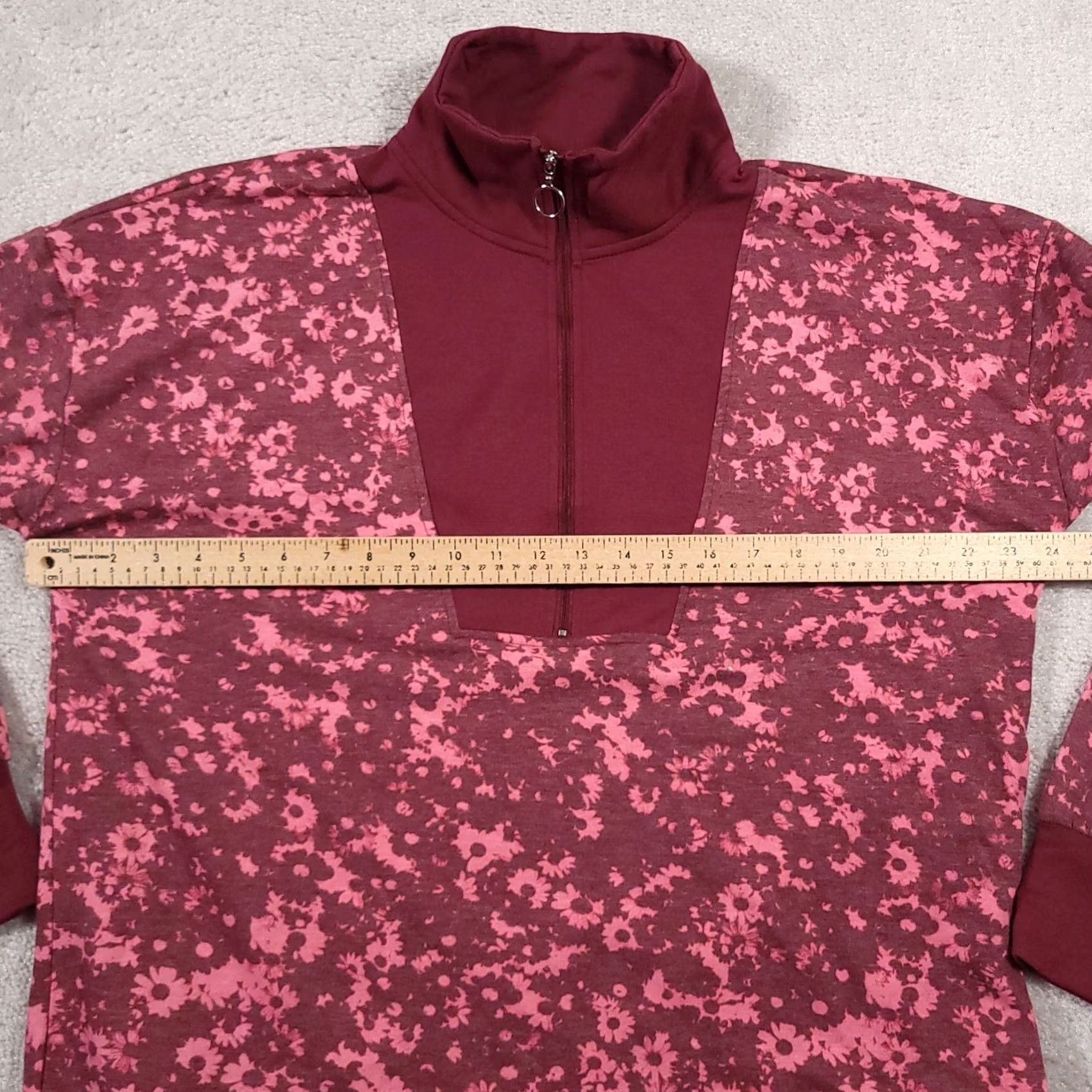 Vintage Cuddl Duds Comfortwear 1/2 Zip Mock Neck Pullover Women's Large Floral Casual Shirt Size L / US 10 / IT 46 - 6 Thumbnail