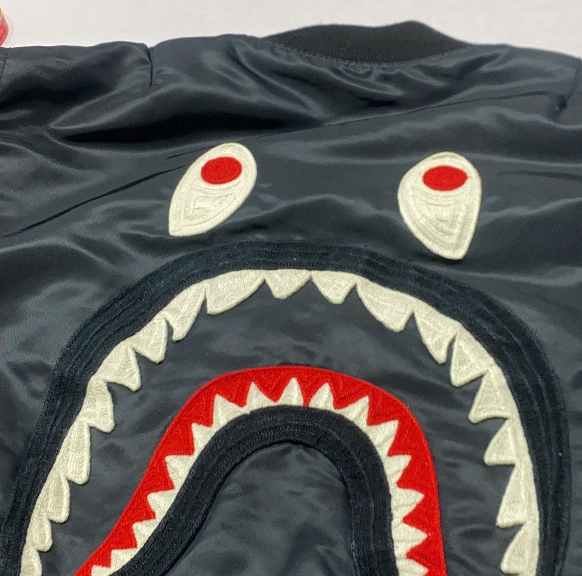 Bape A Bathing Ape (BAPE) Shark MA-1 jacket in black nylon Size US L / EU 52-54 / 3 - 6 Thumbnail
