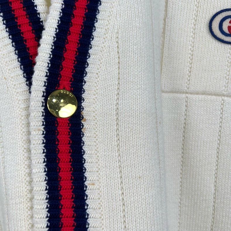 Gucci Gucci Milky white double G embroidered gold buckle knitted Size L / US 10 / IT 46 - 5 Thumbnail