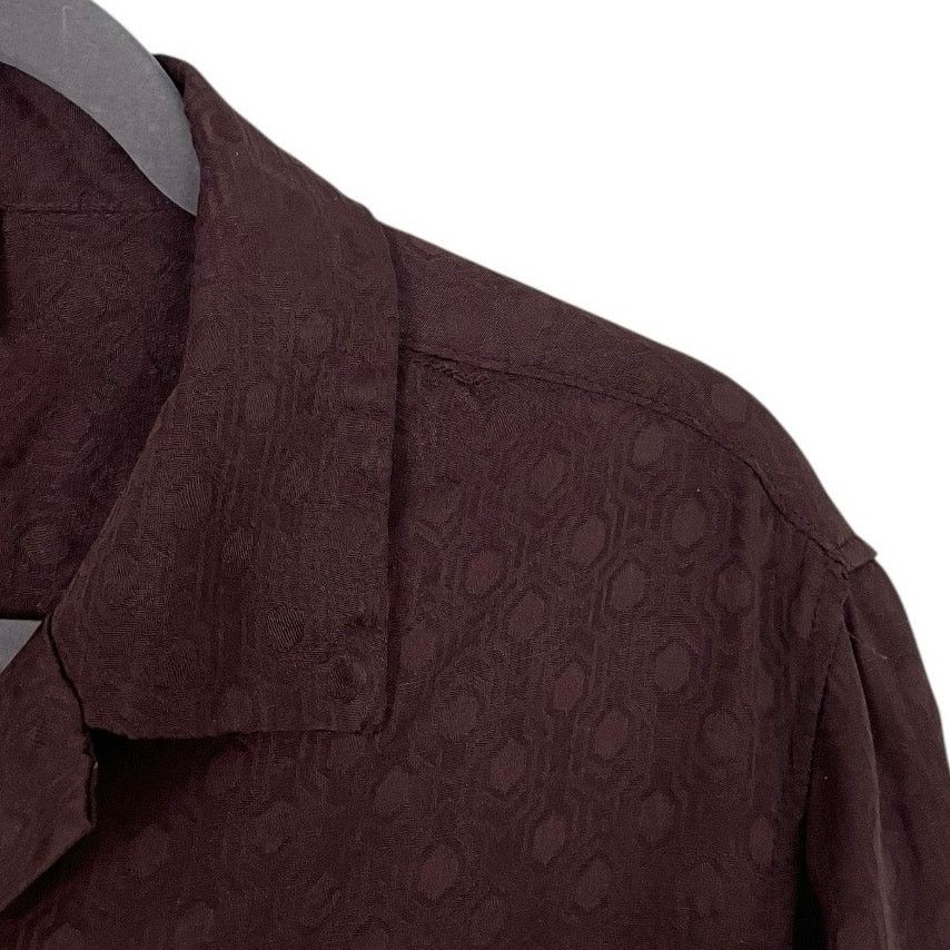 H&M H&M Mens Silky Burgundy Button Down Short Sleeve Shirt Size US M / EU 48-50 / 2 - 2 Thumbnail