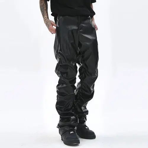 Jean Loose Ruched Casual PU Leather Pant Size US 32 / EU 48 - 2 Thumbnail