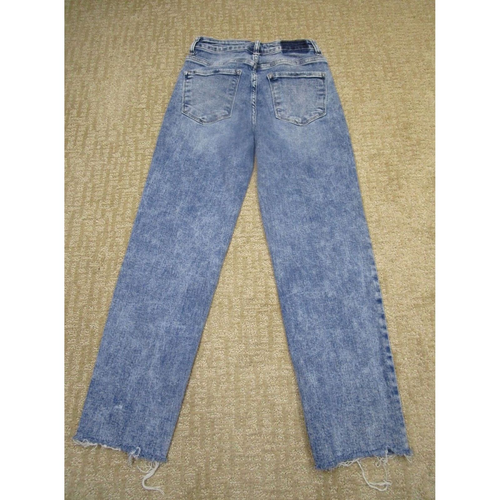 Vintage Risen Jeans Women 26 Blue Straight Cropped Mid Rise Acid Wash Frayed Hem Denim Pants Size 26" / US 2 / IT 38 - 3 Thumbnail