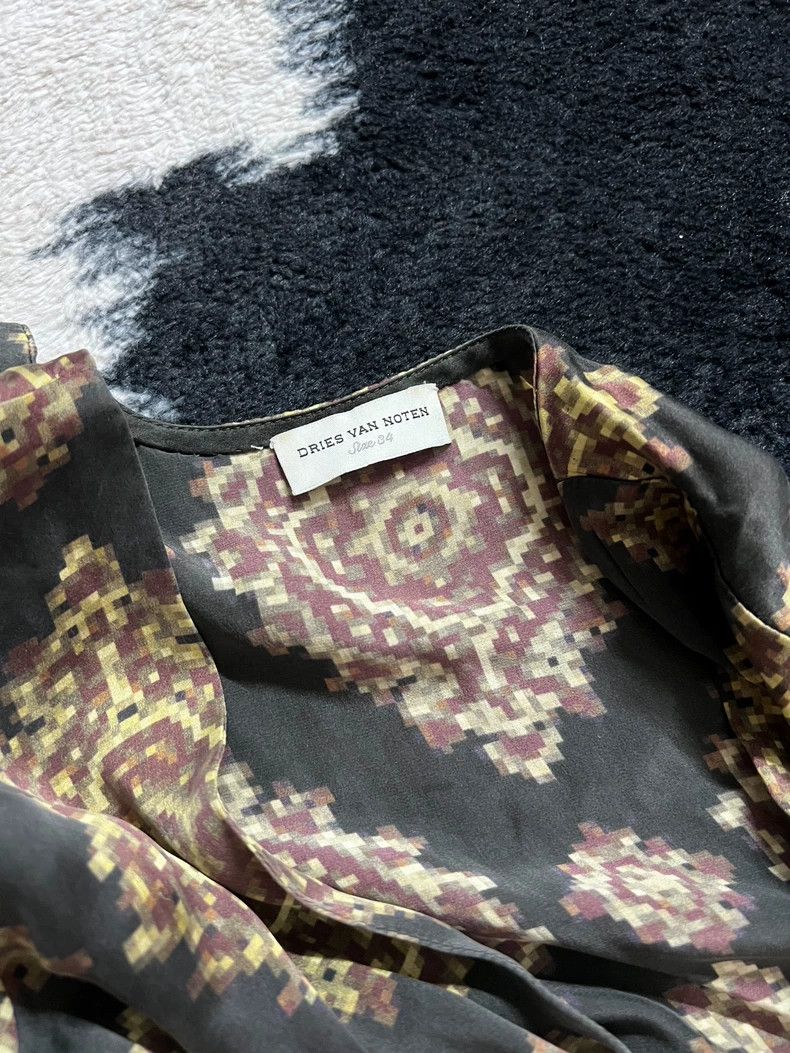 Dries Van Noten DRIES VAN NOTEN Black and yellow silk irregular dress Size M / US 6-8 / IT 42-44 - 6 Thumbnail